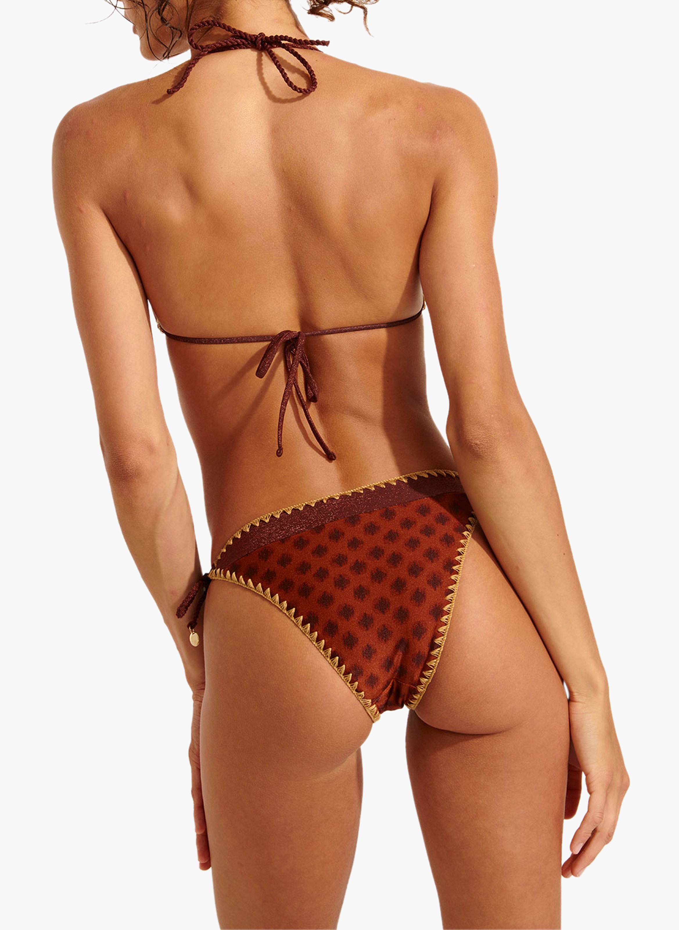 Embroidered triangle bikini top BANANA MOON Brown
