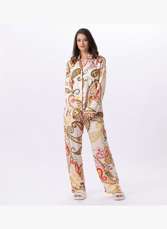 Pyjama boutonné en viscose Allegra 806 Multicolore Le chat Femme