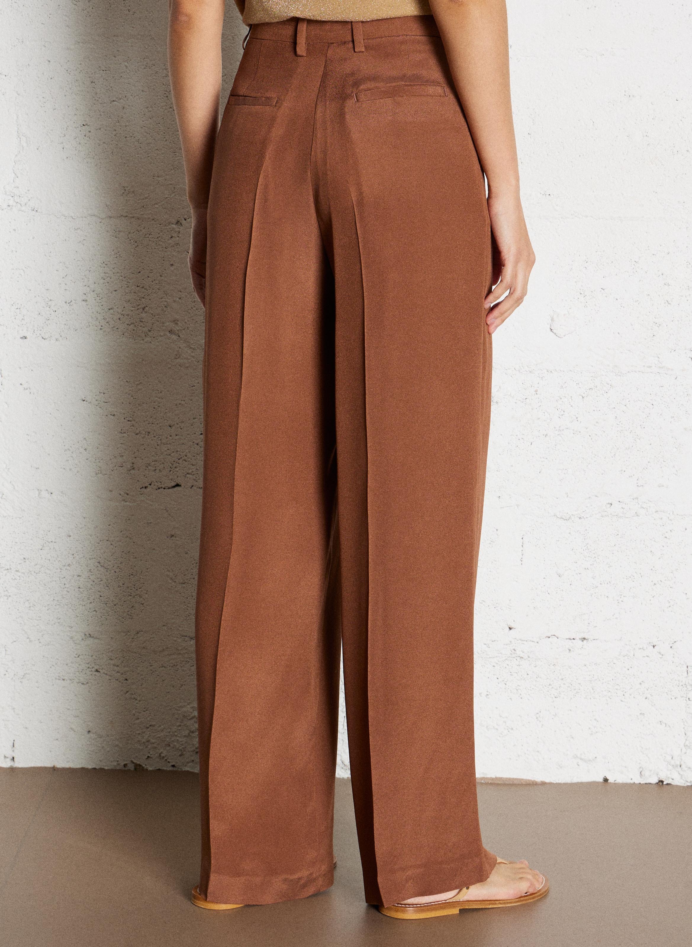 Pleated wide pants Orange