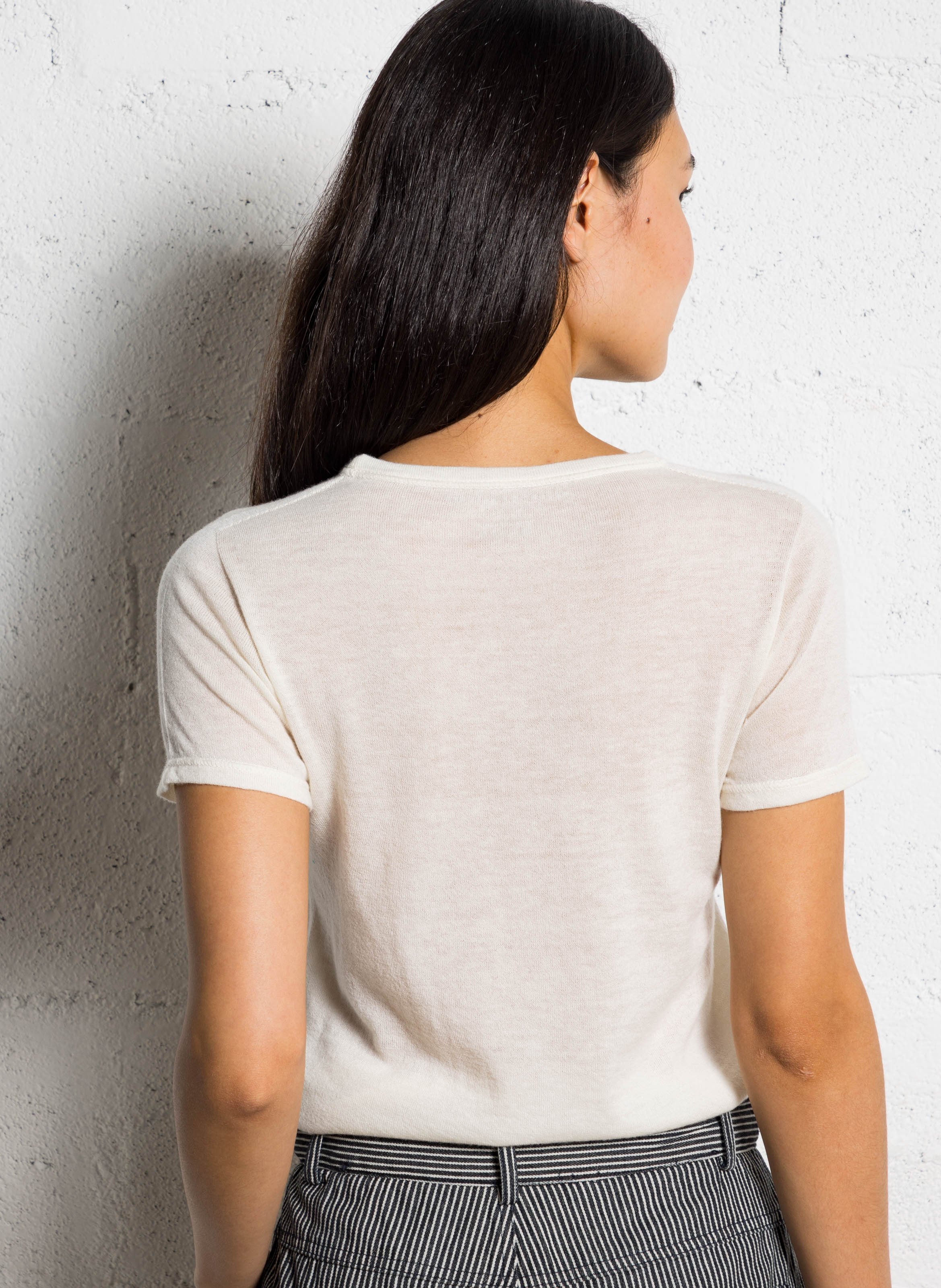 Pull manches courtes en cachemire MAJESTIC FILATURES Beige