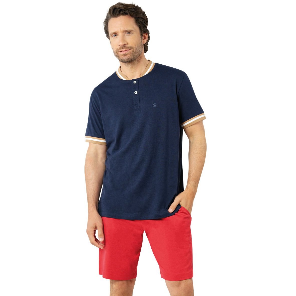 Short open collar casual men's pajamas by Eminence EMINENCE Multicolored