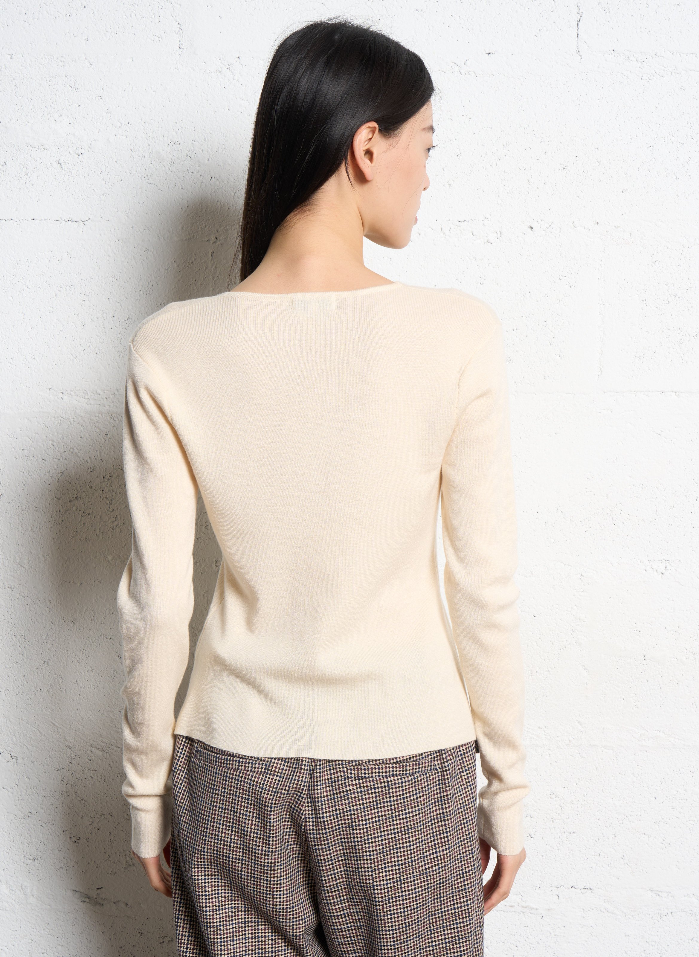 Gilet droit en maille fine SUNCOO Blanc