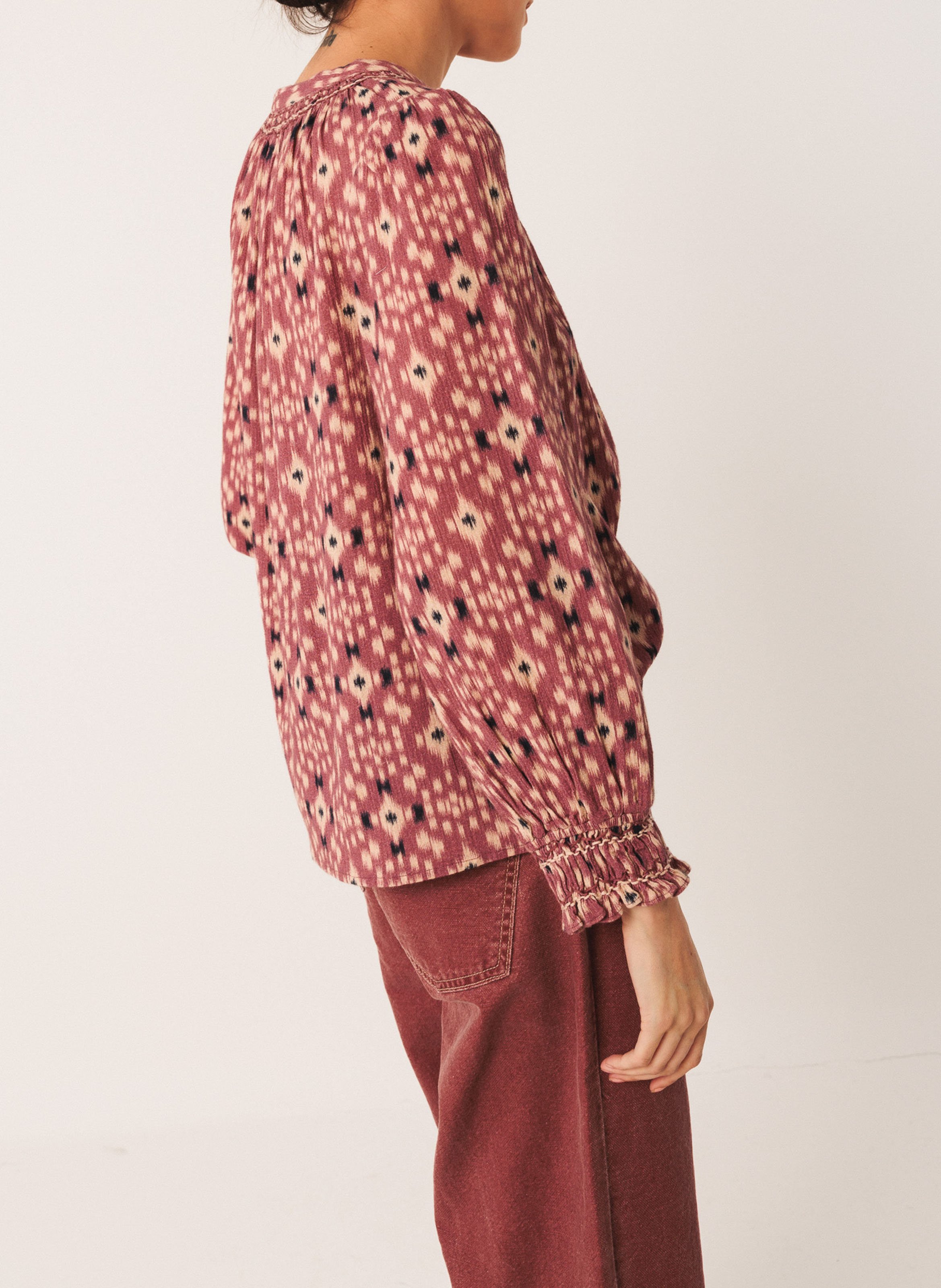 Chemise ample col mao en coton bio INDI & COLD Violet