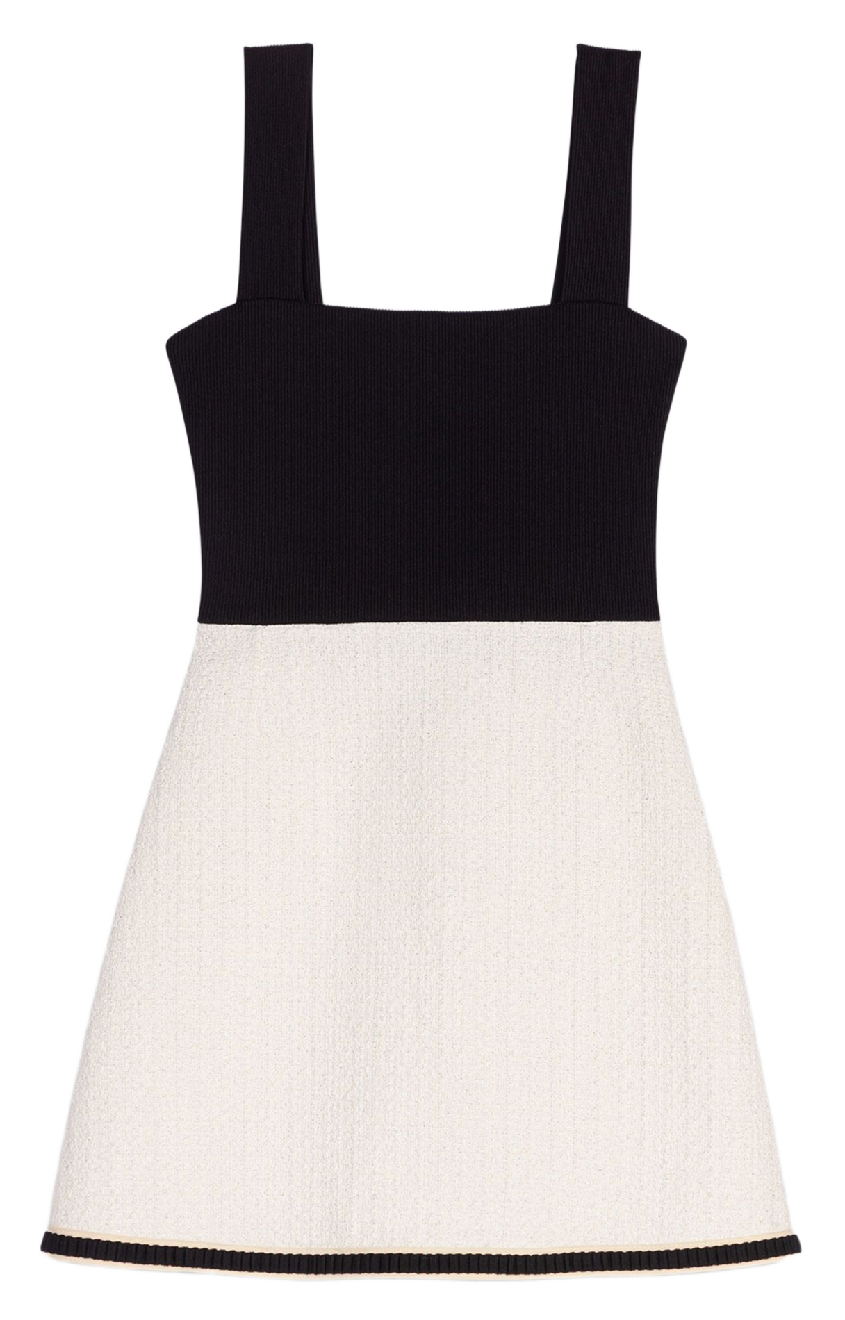 Square-neck cotton-blend short dress MAJE Beige