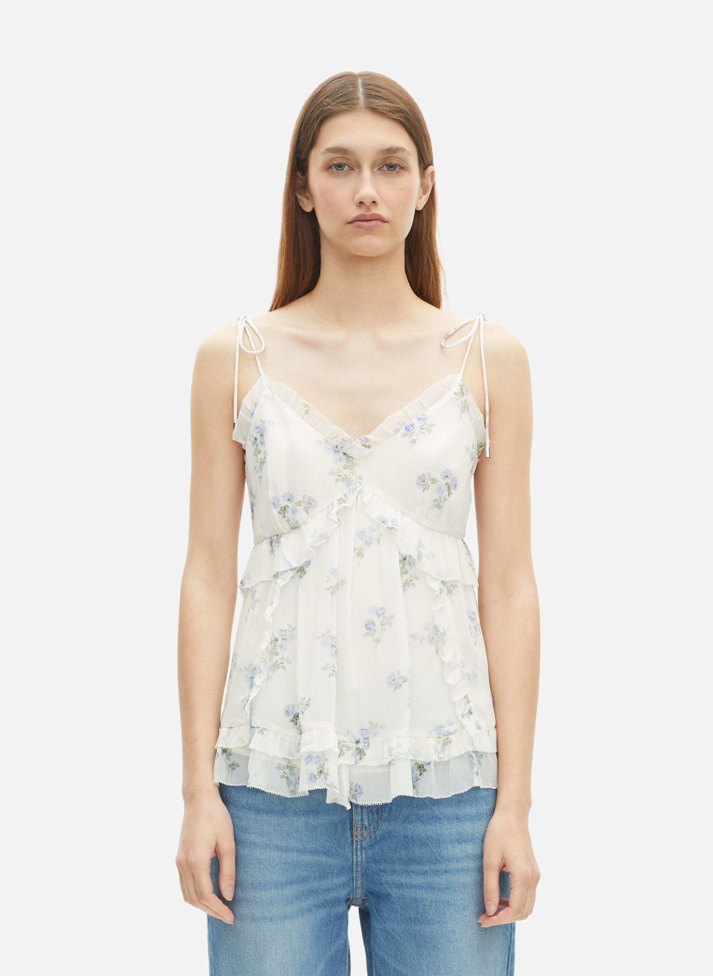 Top with floral print ruffles THE KOOPLES White