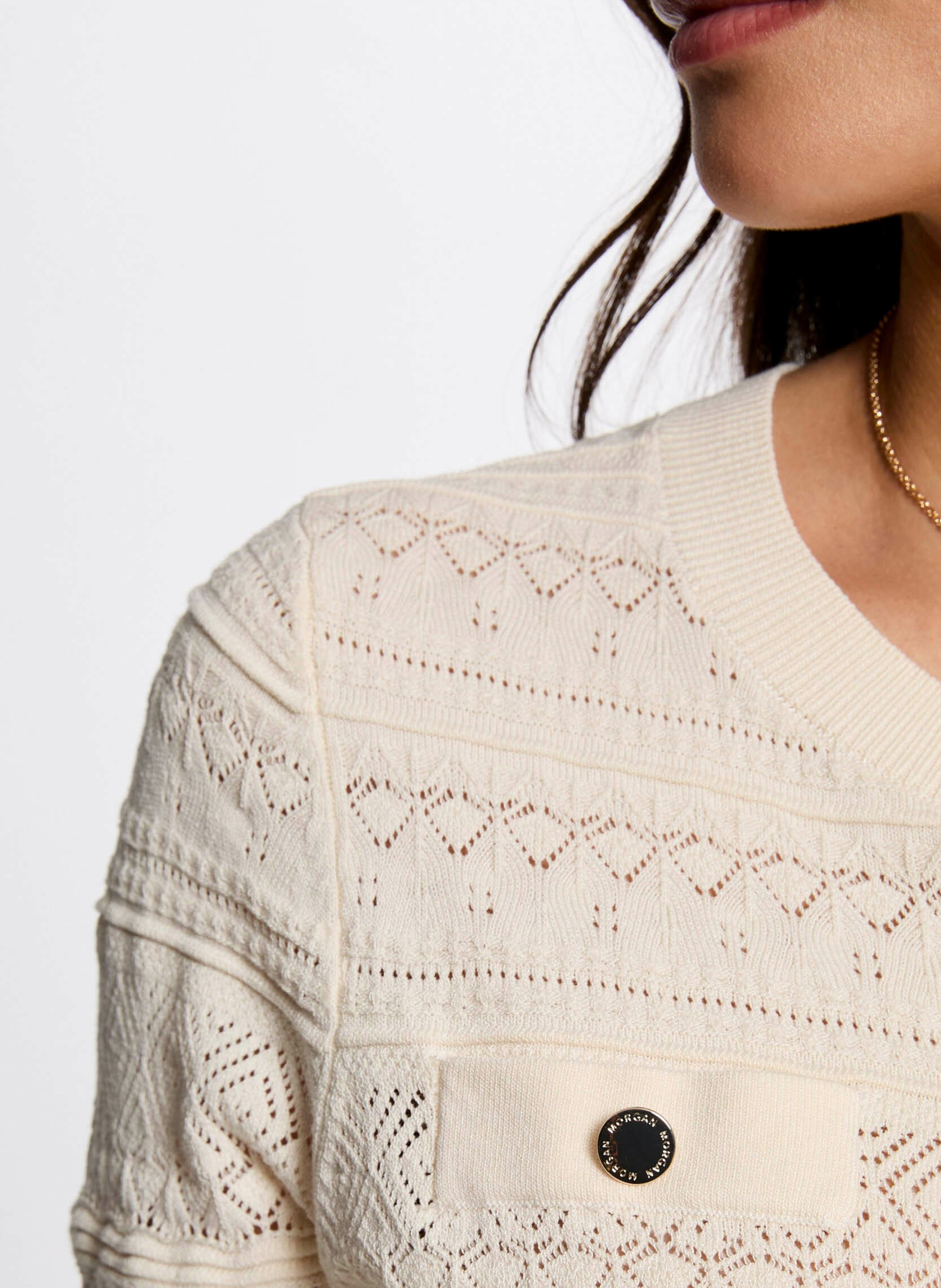 Round-neck cardigan MORGAN Beige