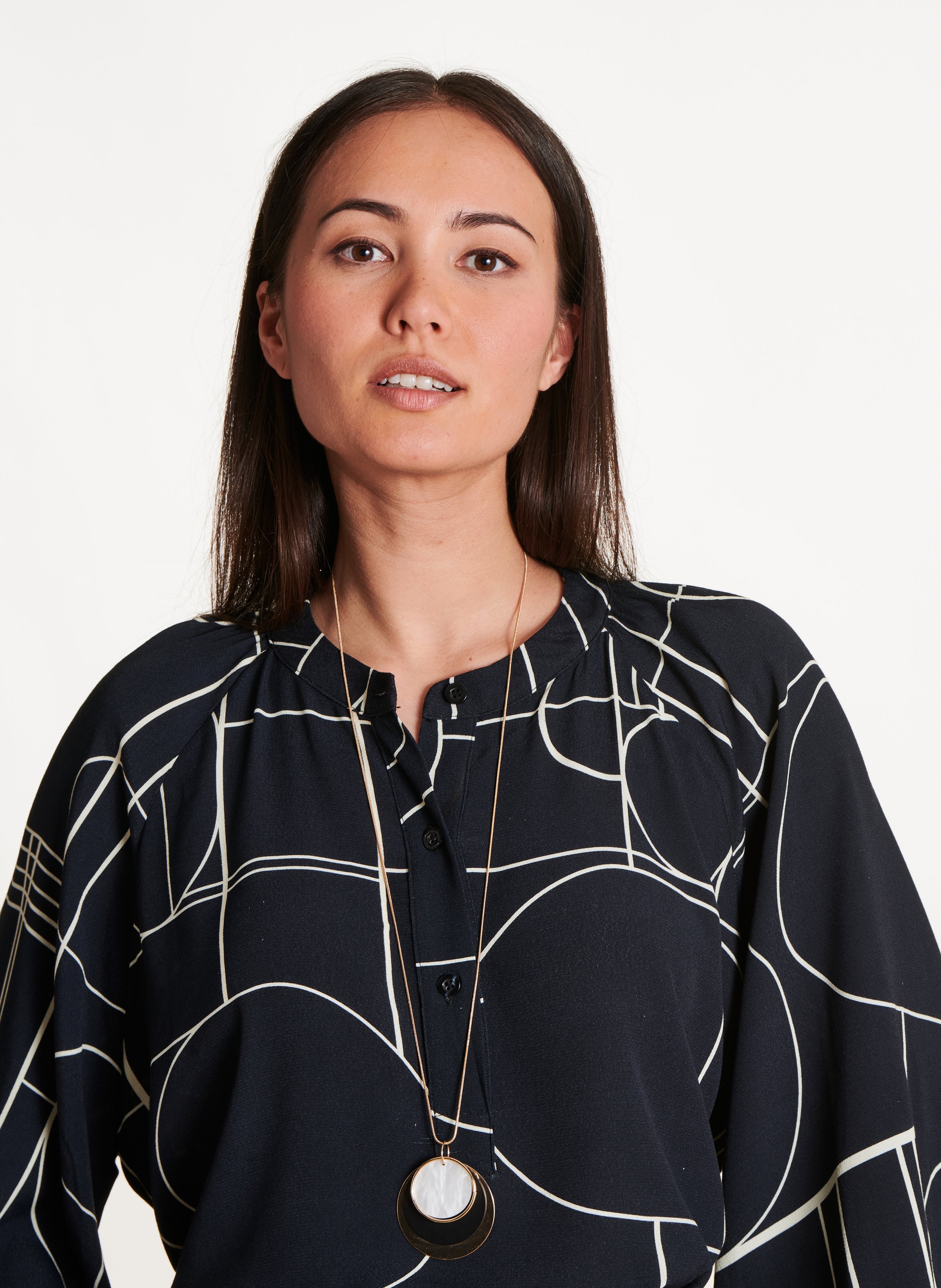 Blouse col rond imprimée LA FEE MARABOUTEE Noir