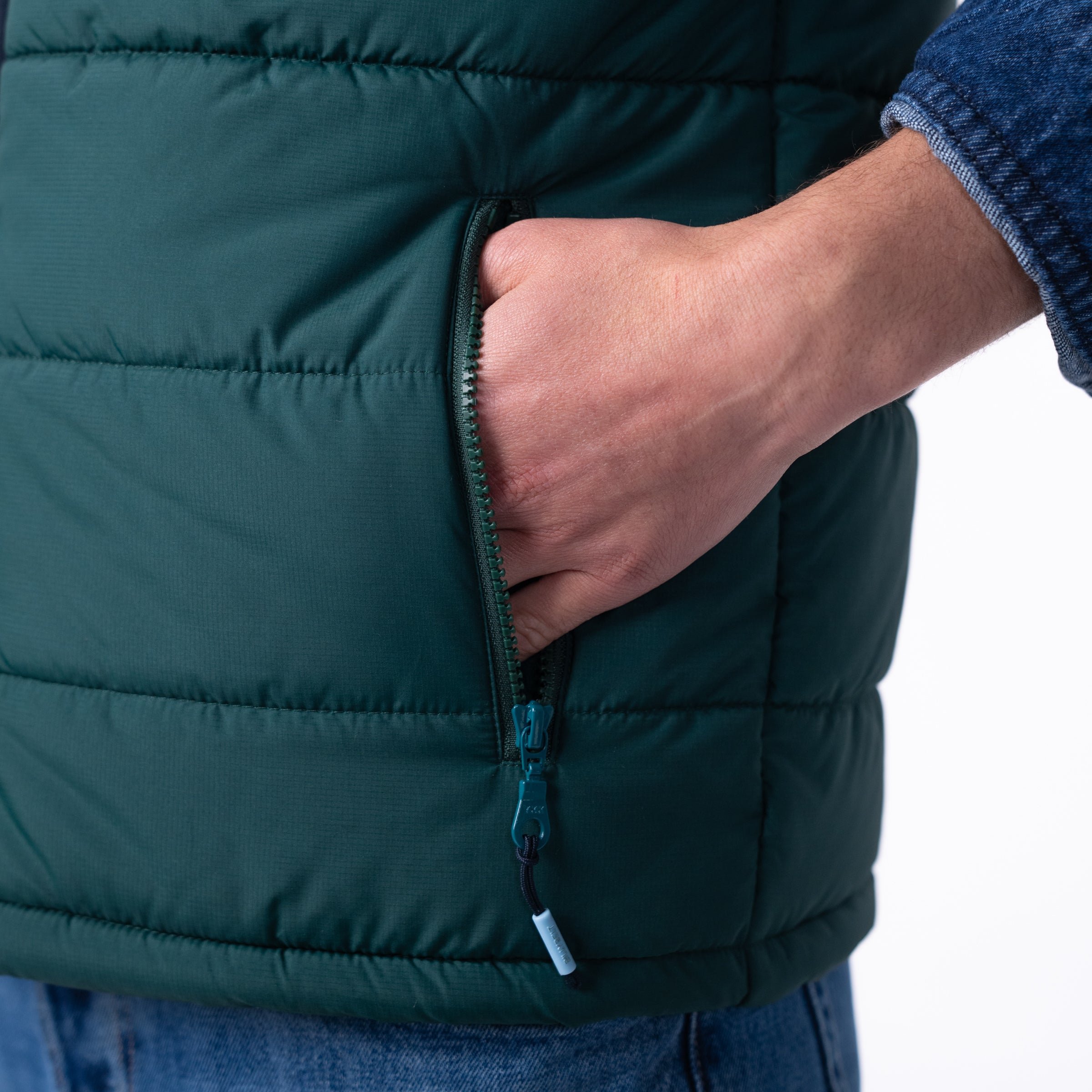 Sherpa sleeveless bi-material jacket BILLYBELT Green