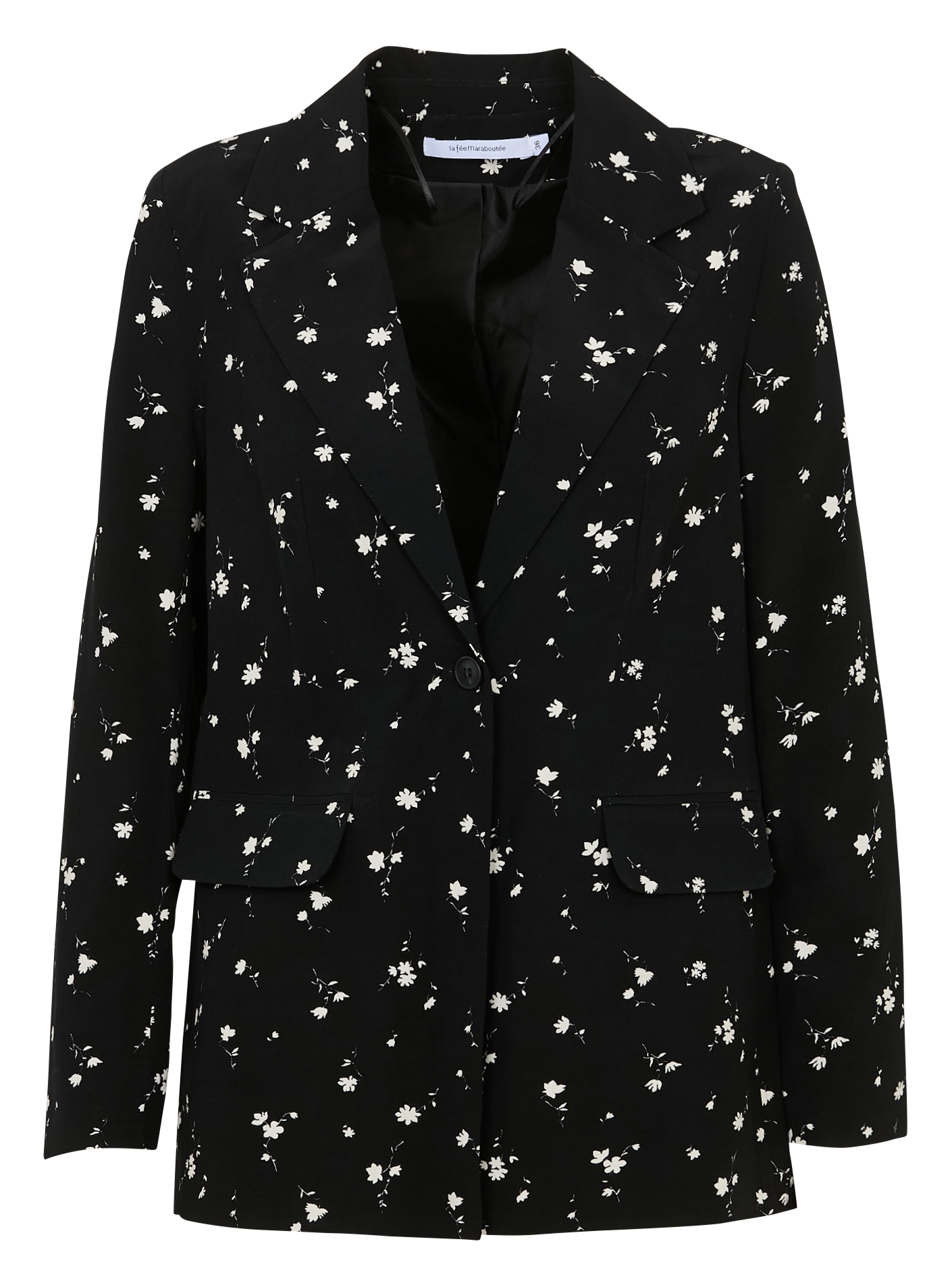 Fitted printed jacket with tailored collar LA FEE MARABOUTEE Black