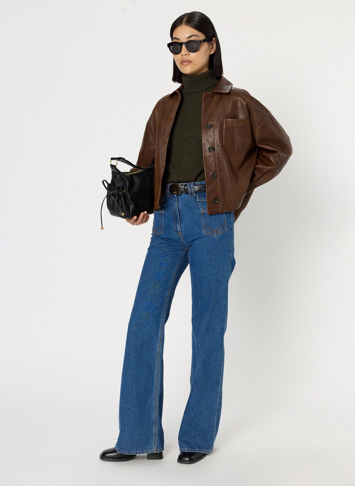 Lambskin leather jacket with classic collar GERARD DAREL Brown