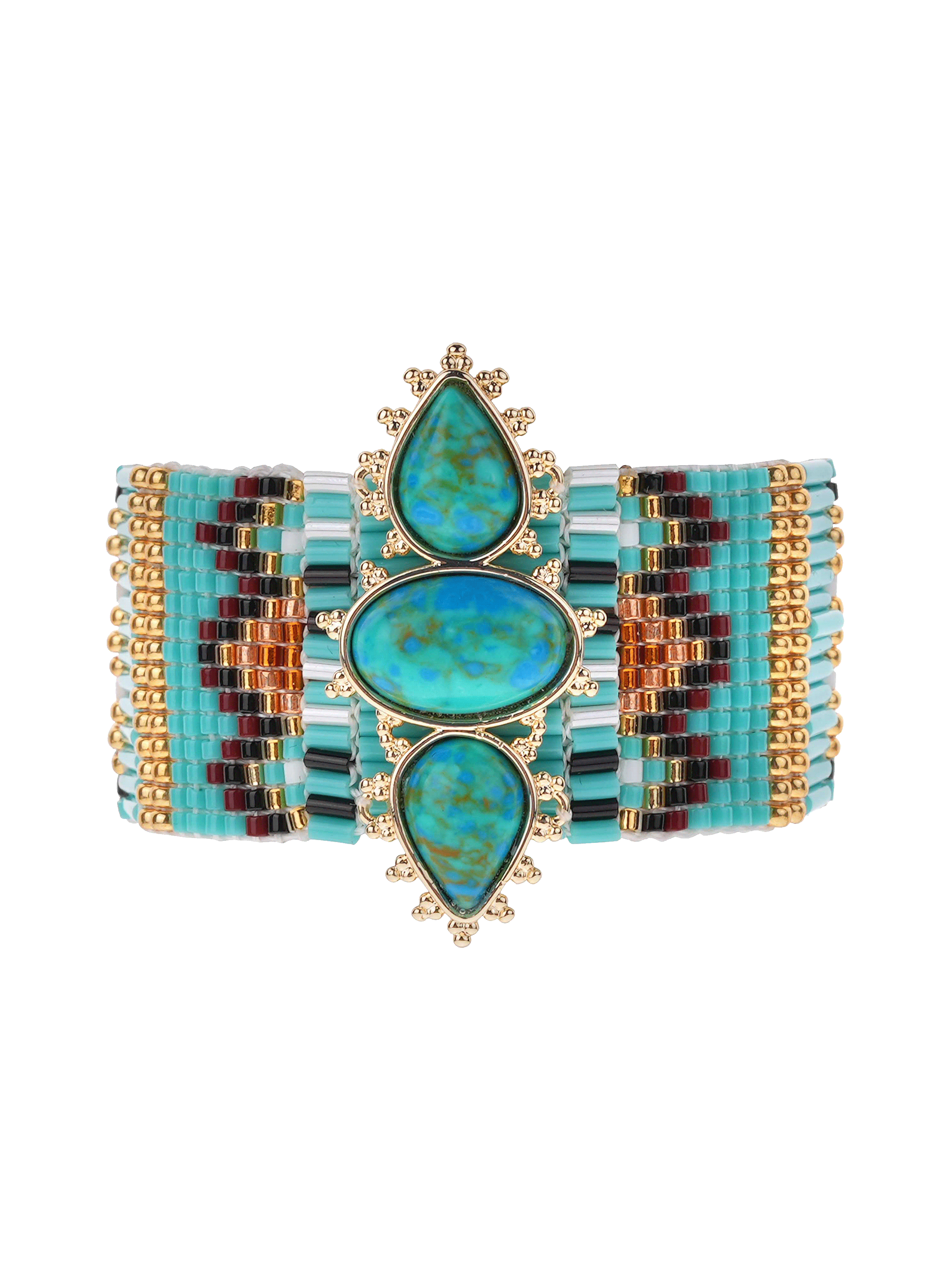 Woven bead cuff bracelet HIPANEMA Blue