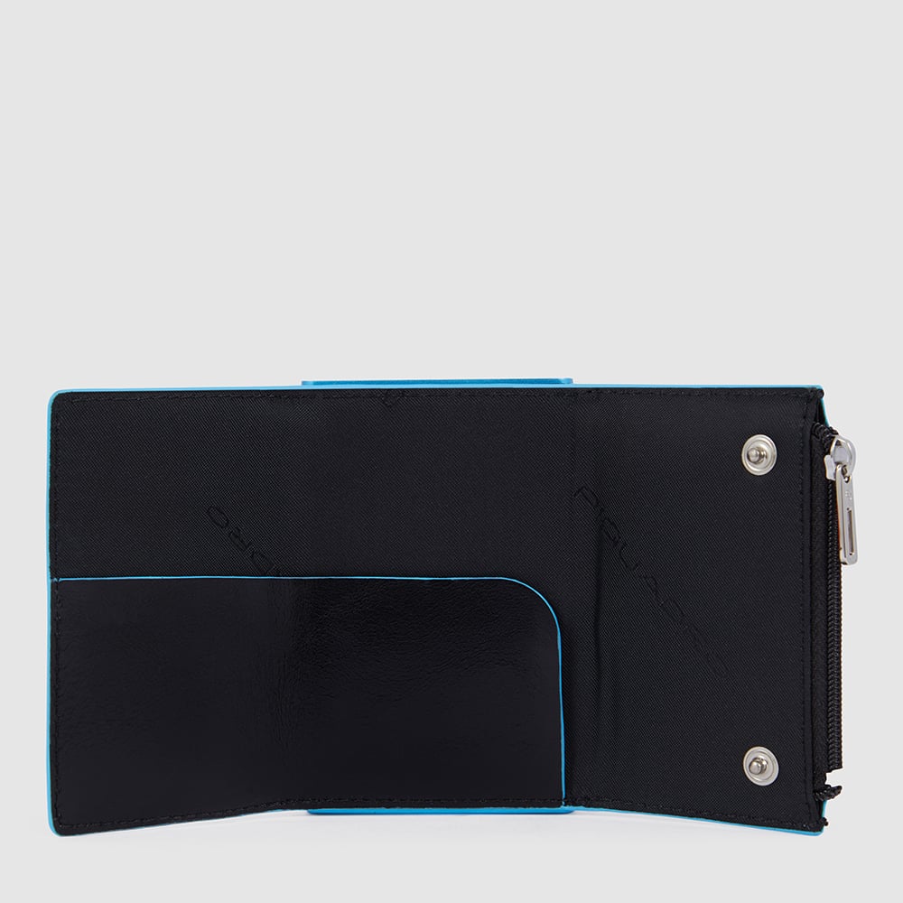 Wallet with sliding system and coin pocket PIQUADRO Black