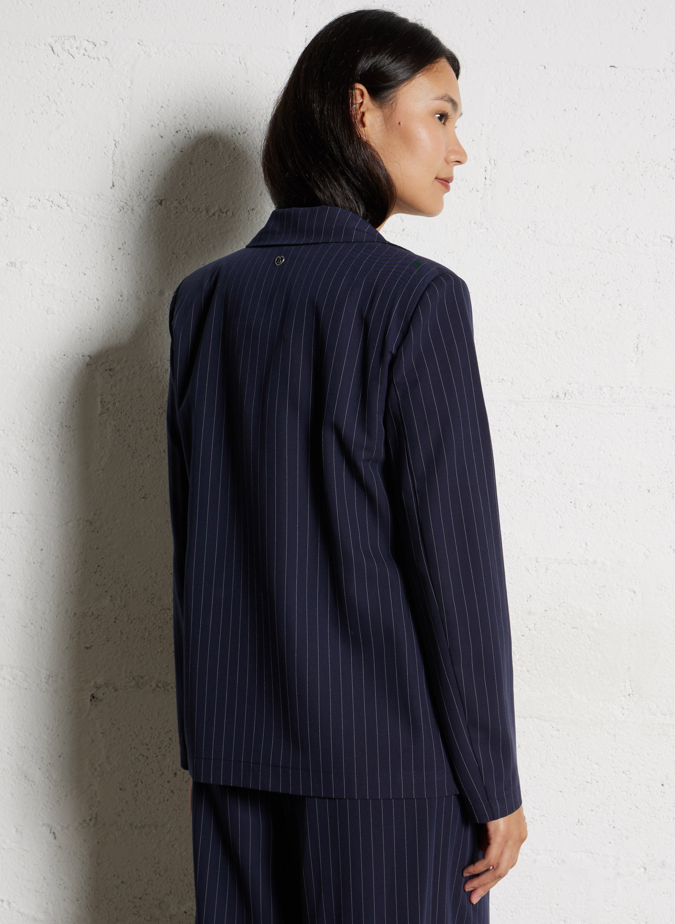 Veste tailleur droite à rayures tennis PLEASE Bleu