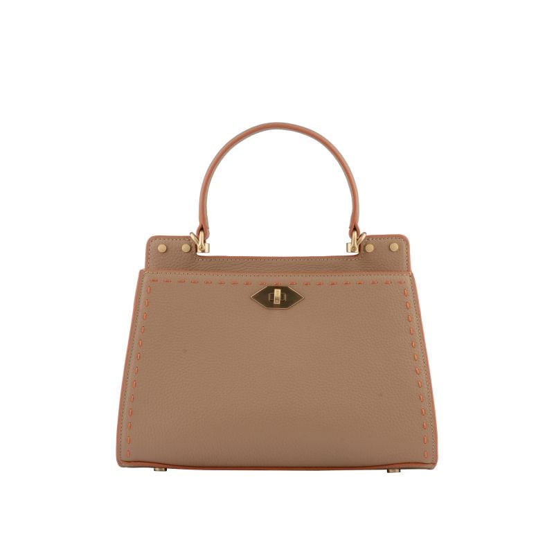 Handbag - cowhide leather POURCHET Brown