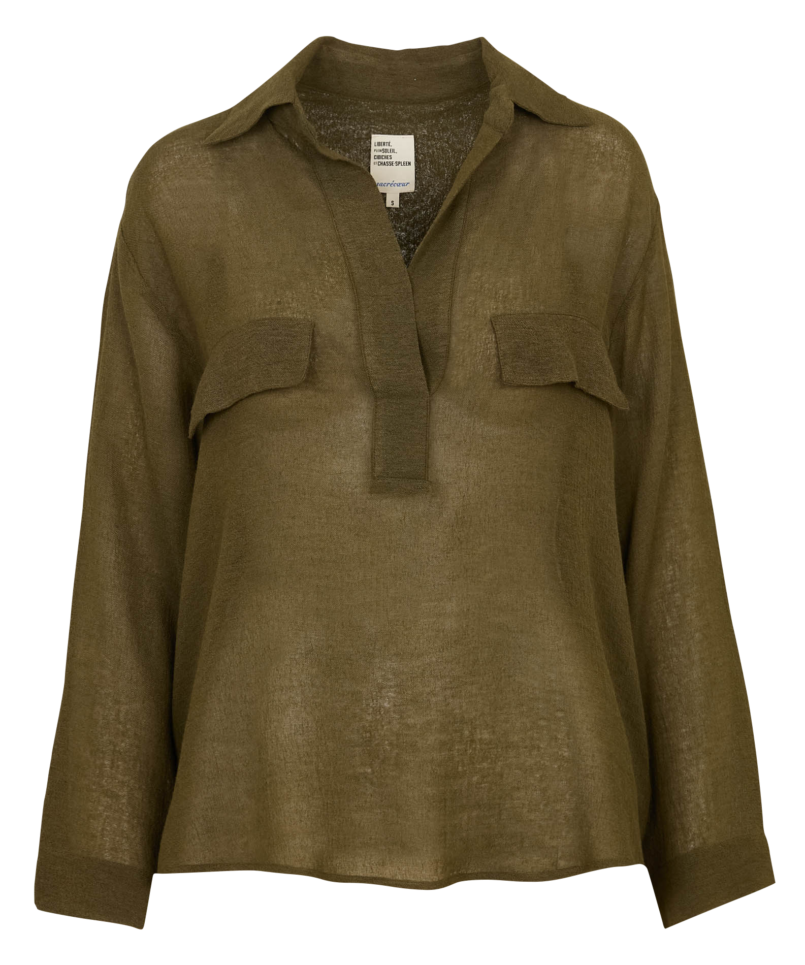 Straight V-neck blouse Green