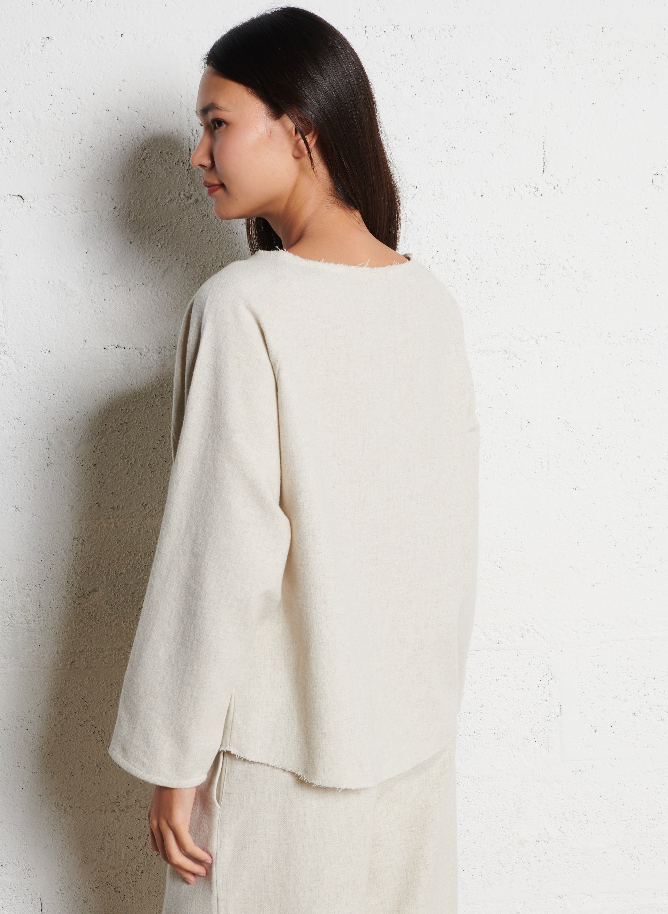 Top droit col rond en laine mélangée MASSCOB Argent