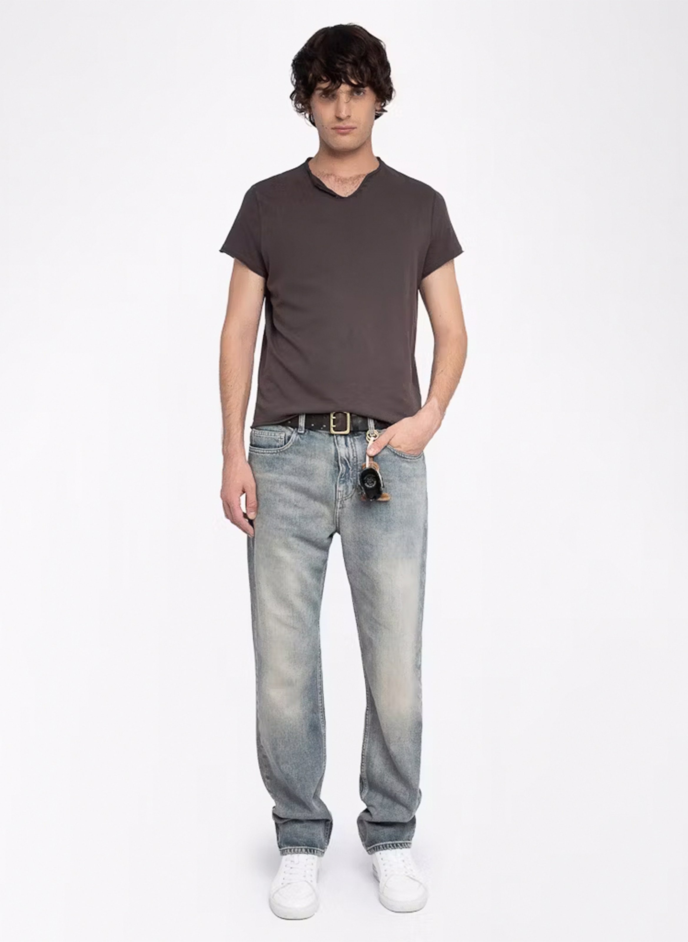 Tee-shirt col V en coton ZADIG&amp;VOLTAIRE Noir