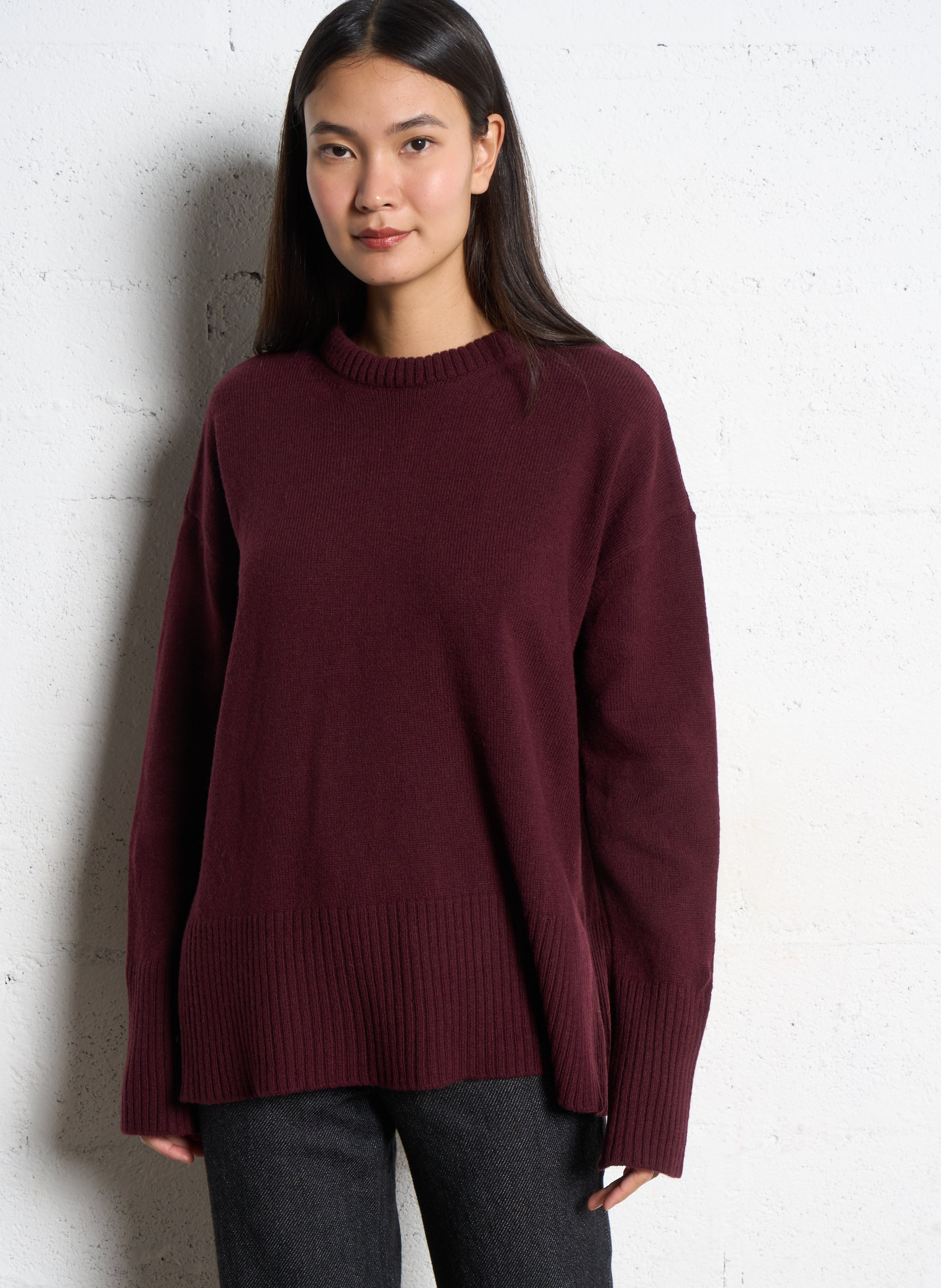 Pull oversize en laine et cachemire  THE NEW SOCIETY Rouge