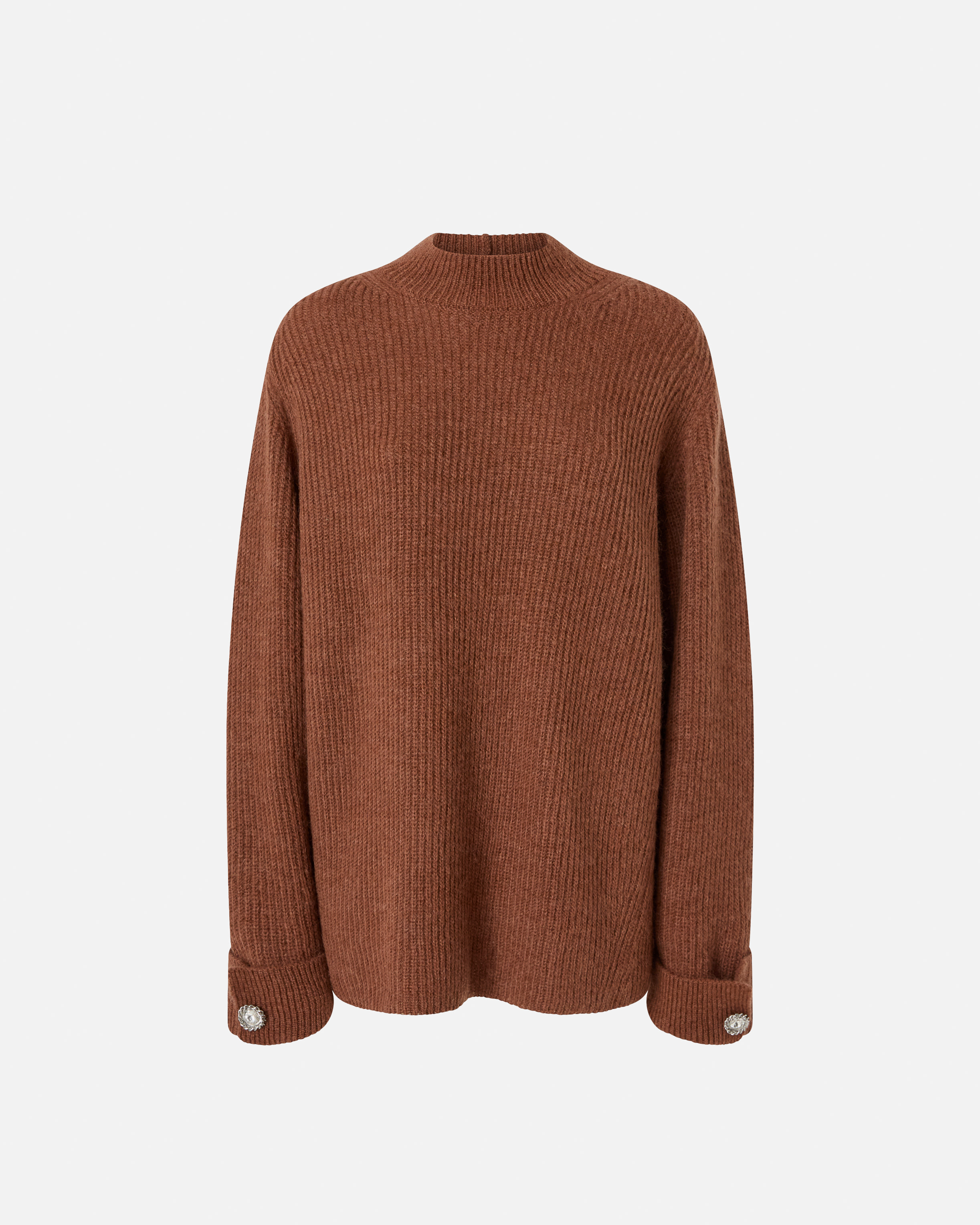 Ribbed high neck sweater PINKO Brown