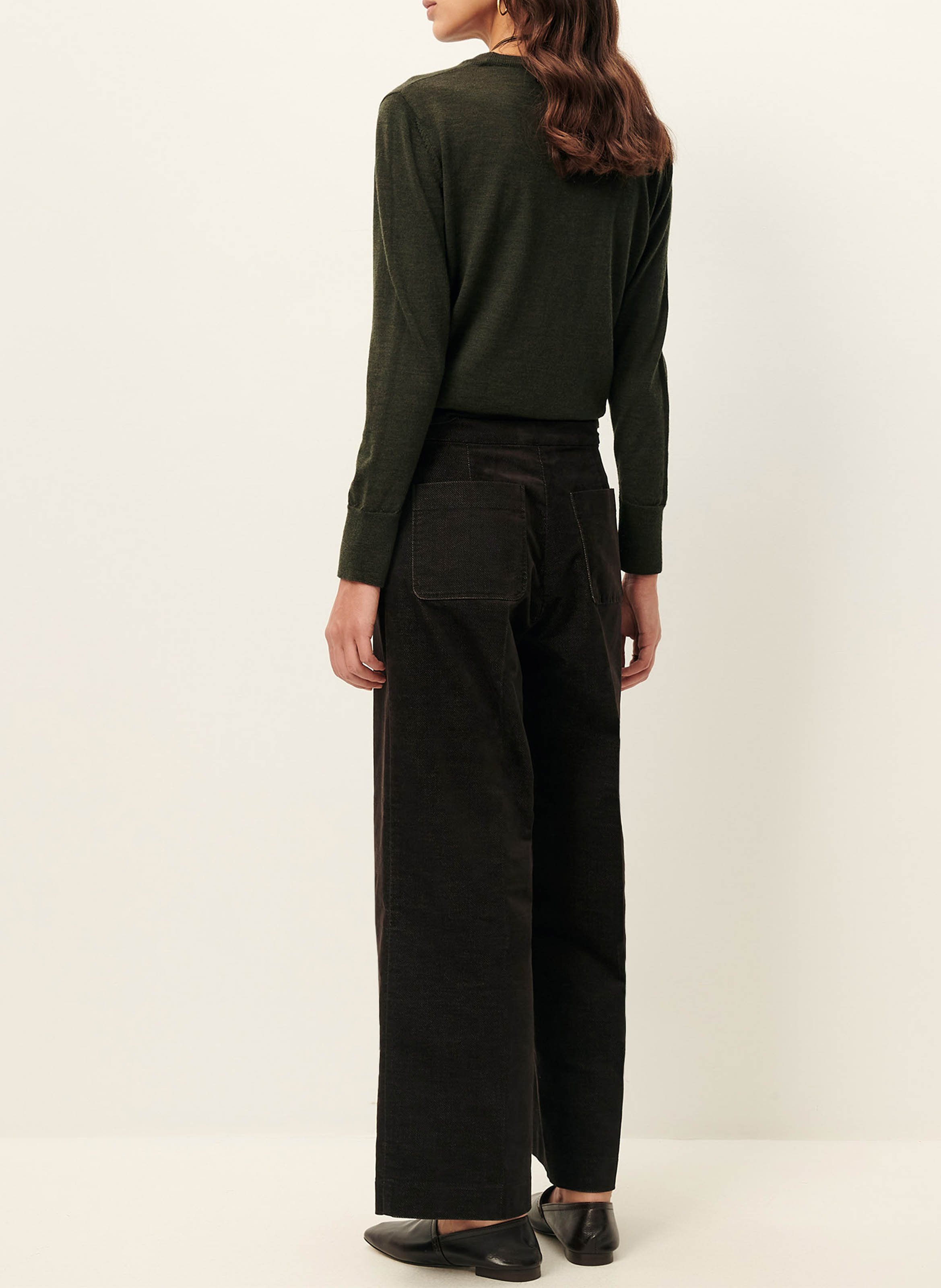 Wide-leg cotton-blend velvet pants SESSUN Brown
