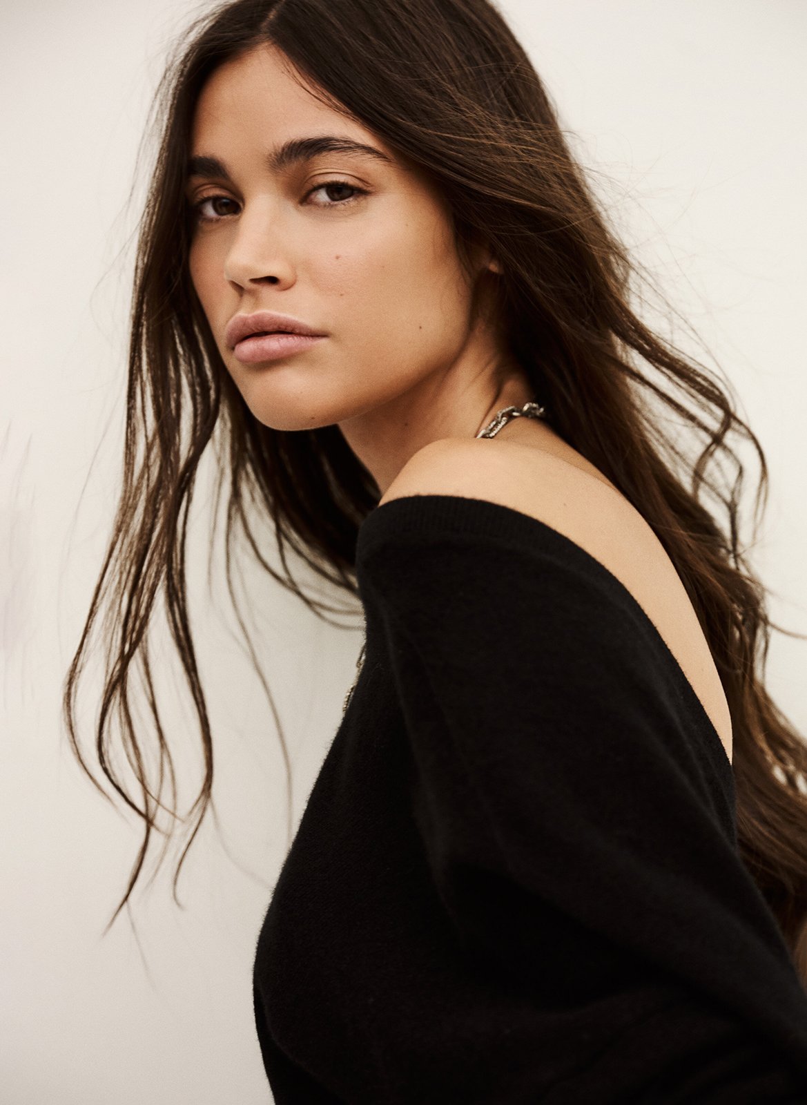 Kasjmier trui met V-hals BA&SH Zwart