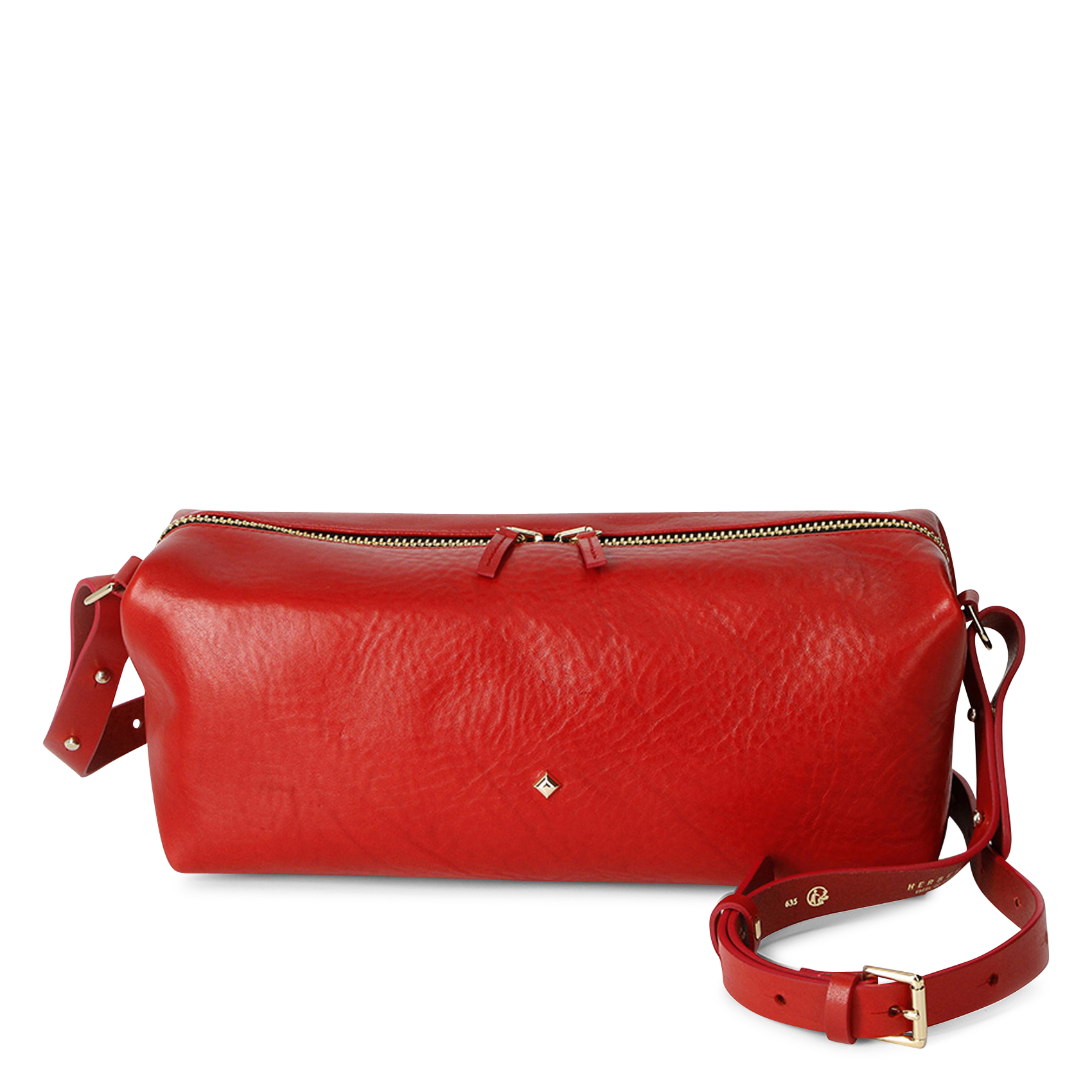 Sac porté épaule en cuir HERBERT FRERE SOEUR Rouge