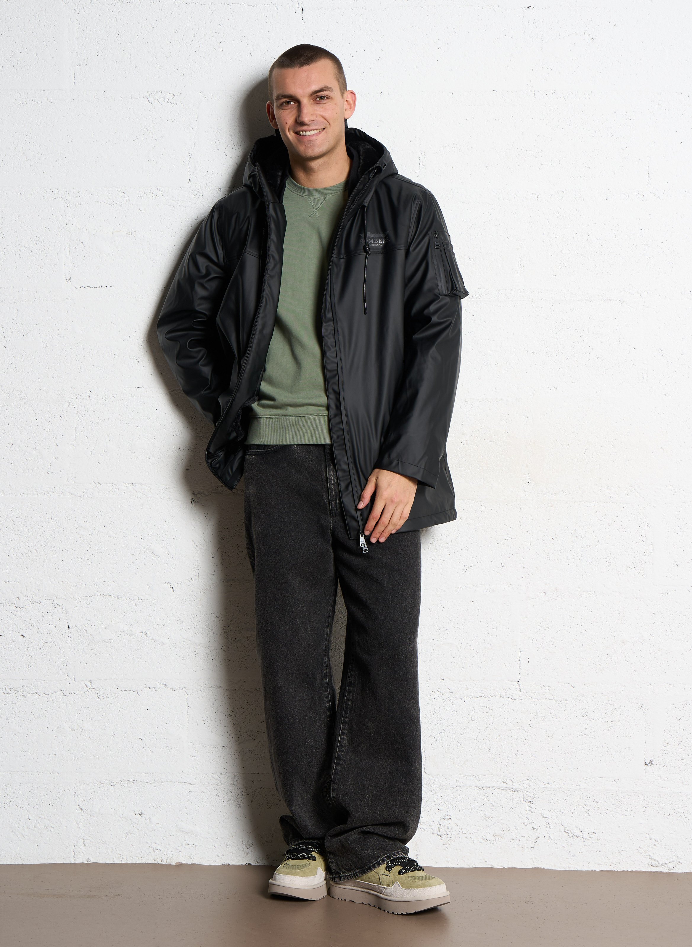 Veste droite zippée à capuche BOMBERS ORIGINAL Noir