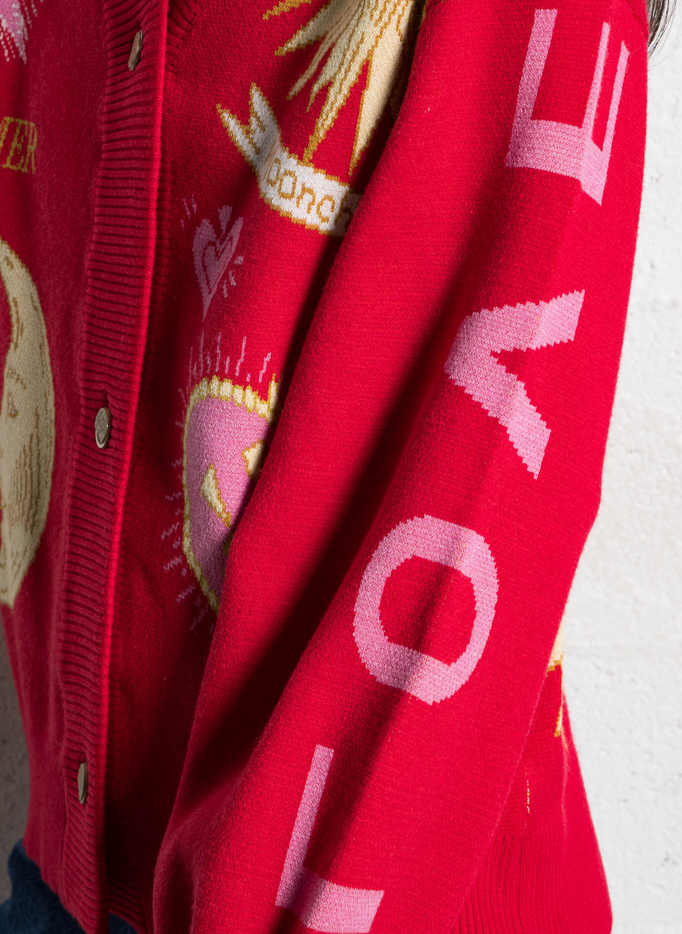 Gilet droit col V imprimé NEVER FULLY DRESSED Rouge