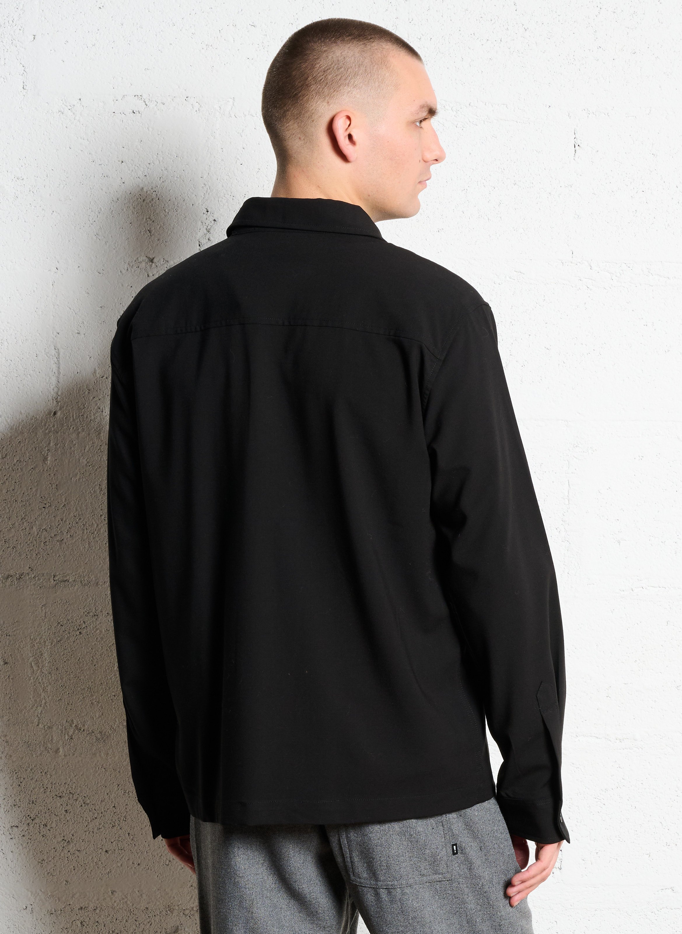 Flowy solid long-sleeve shirt MINIMUM Black