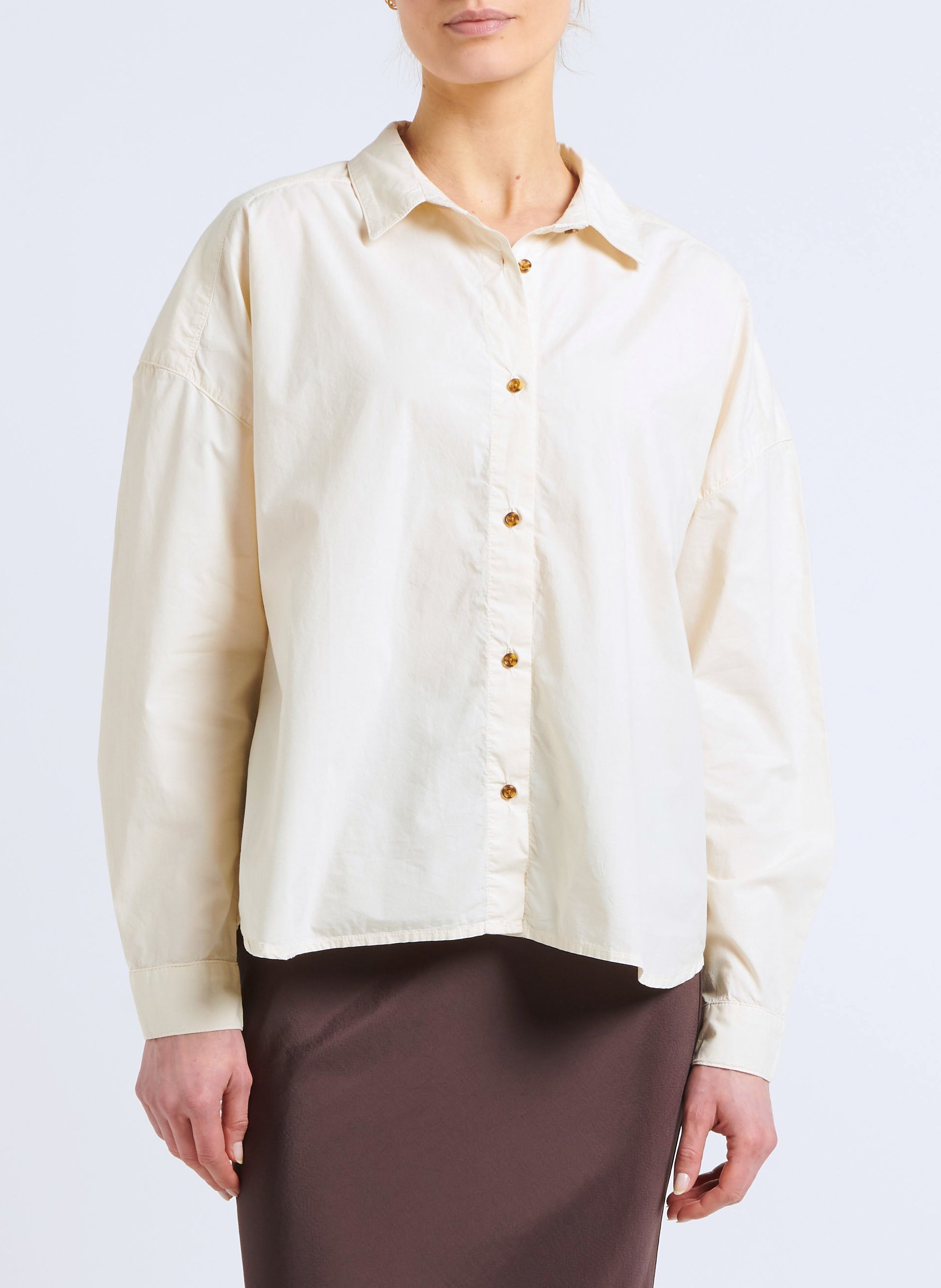 Katoenen blouse met klassieke kraag CHLOE STORA Wit