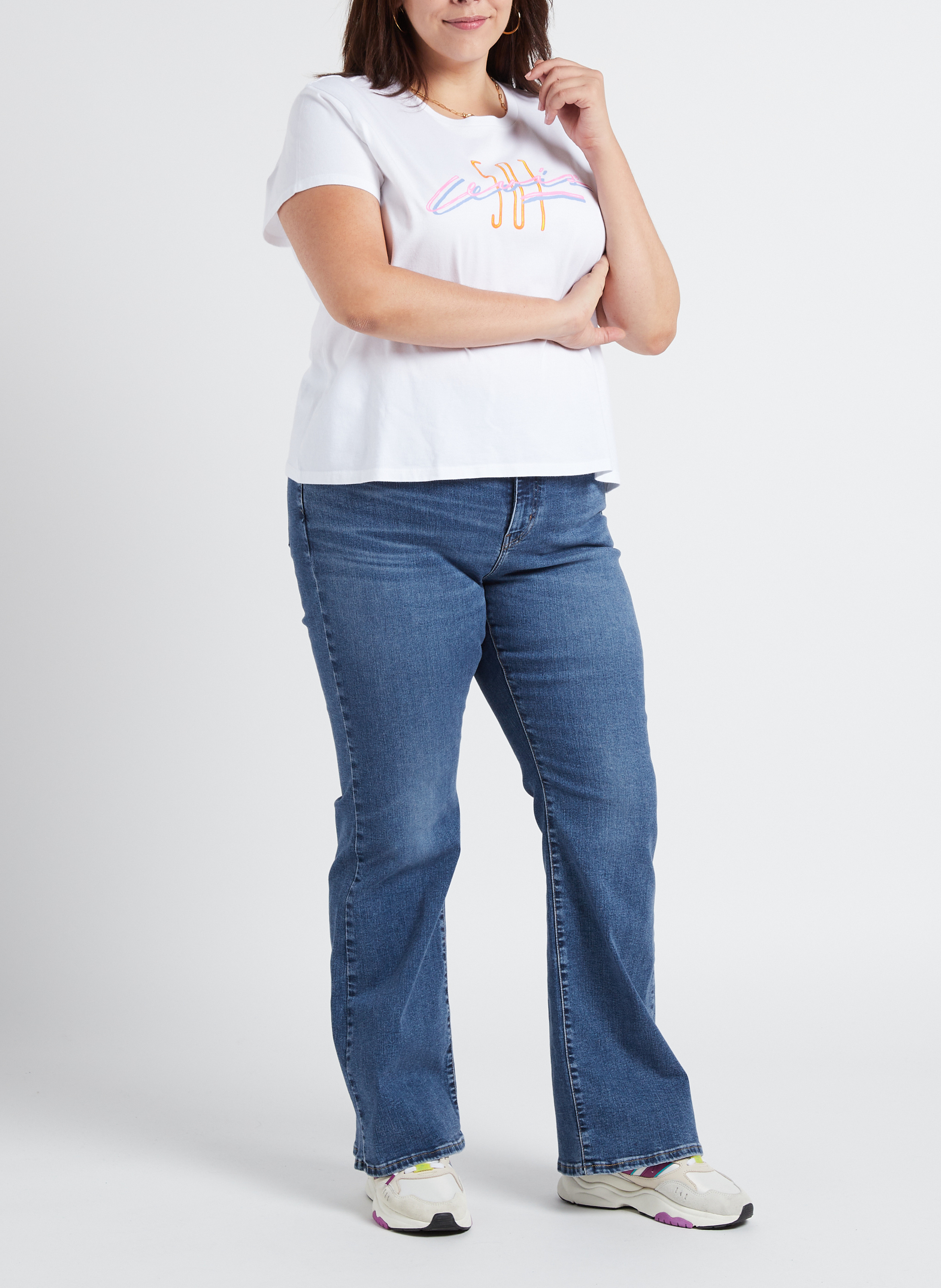 Katoenen T-shirt met ronde hals en zeefdruk LEVI'S Wit