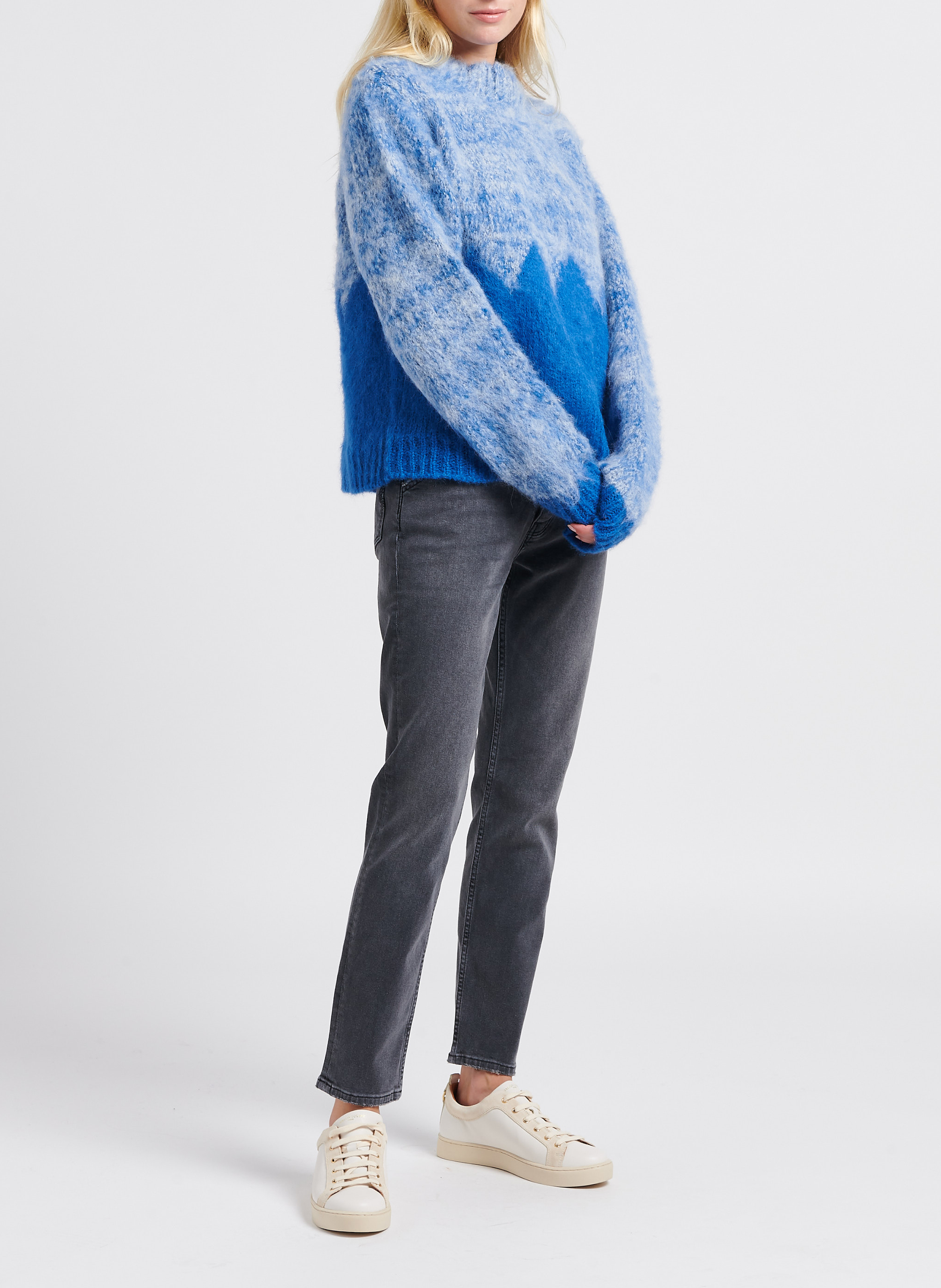 Jacquard-Rundhalspullover aus Alpaka STELLA PARDO Blau