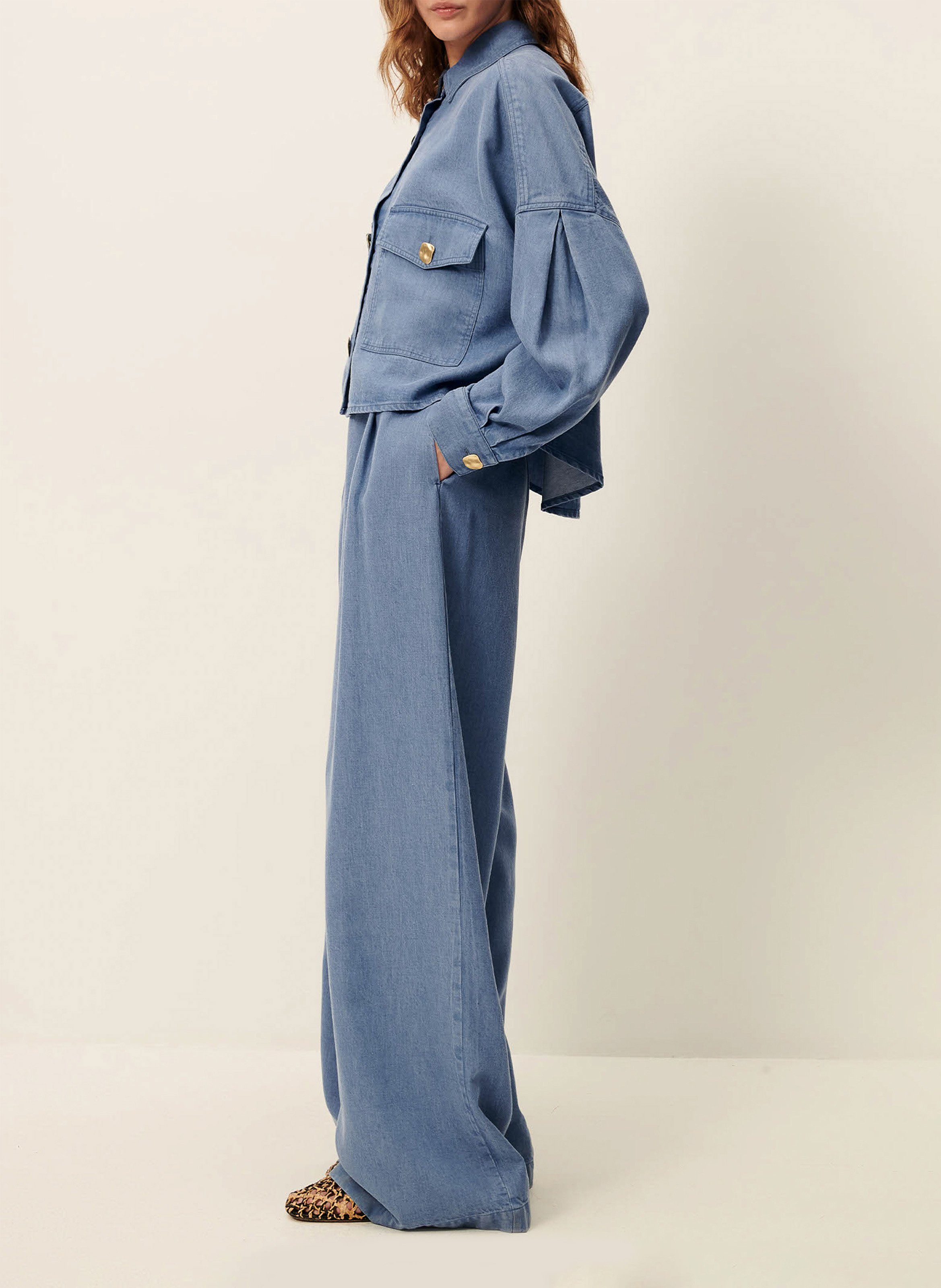 Oversized shirt with classic collar SESSUN Blue