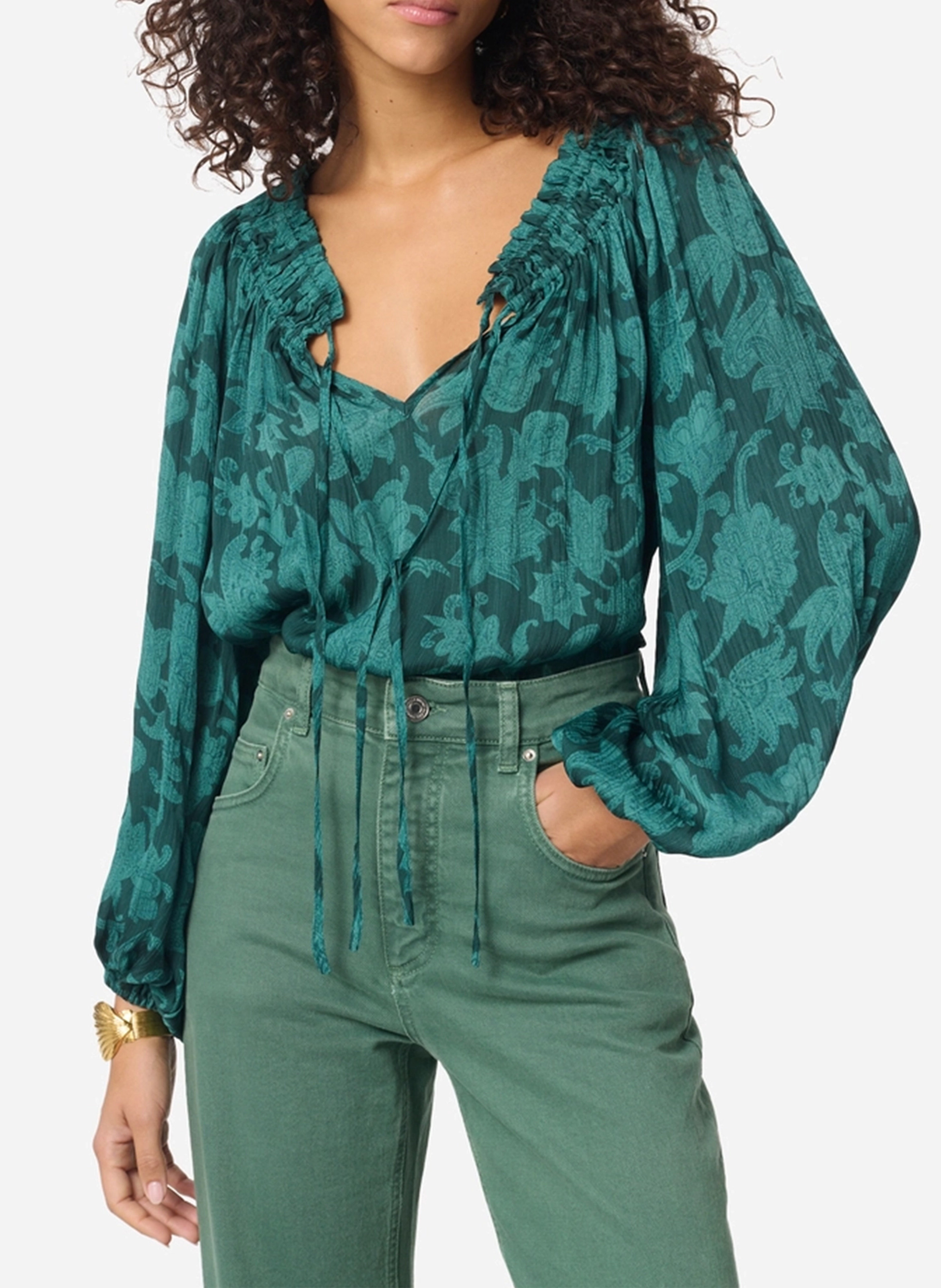 <p>Gerüschtes Top mit floralem Print</p> VANESSA BRUNO Grun