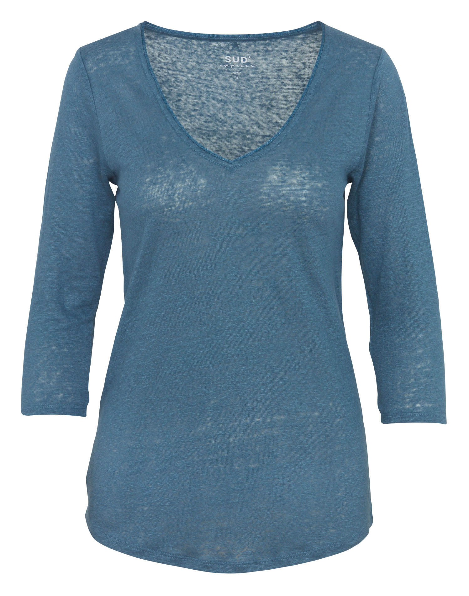 Meliertes T-Shirt mit V-Ausschnitt aus Leinen SUD EXPRESS