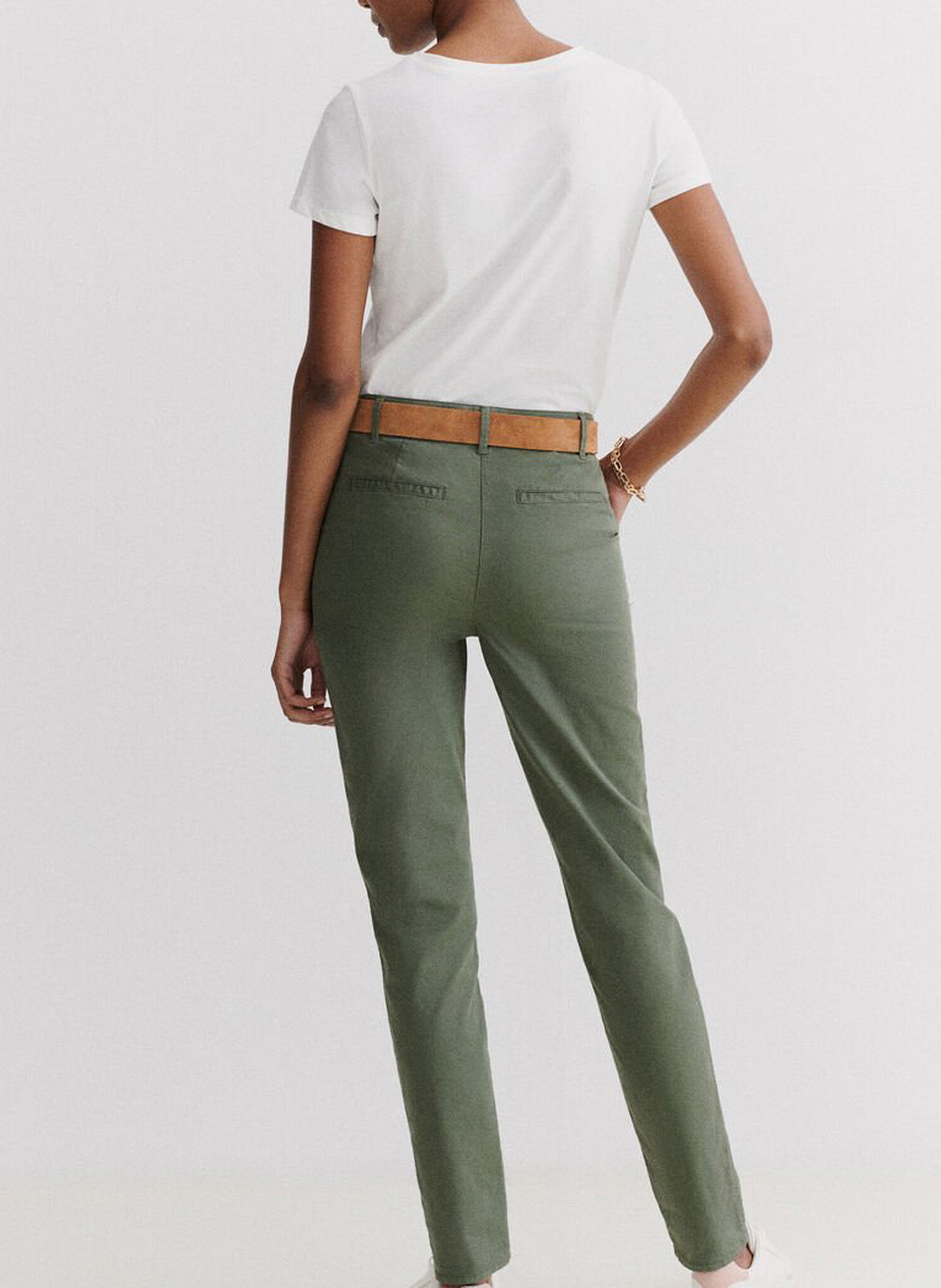 Pantalon chino en coton mélangé  CAROLL Vert