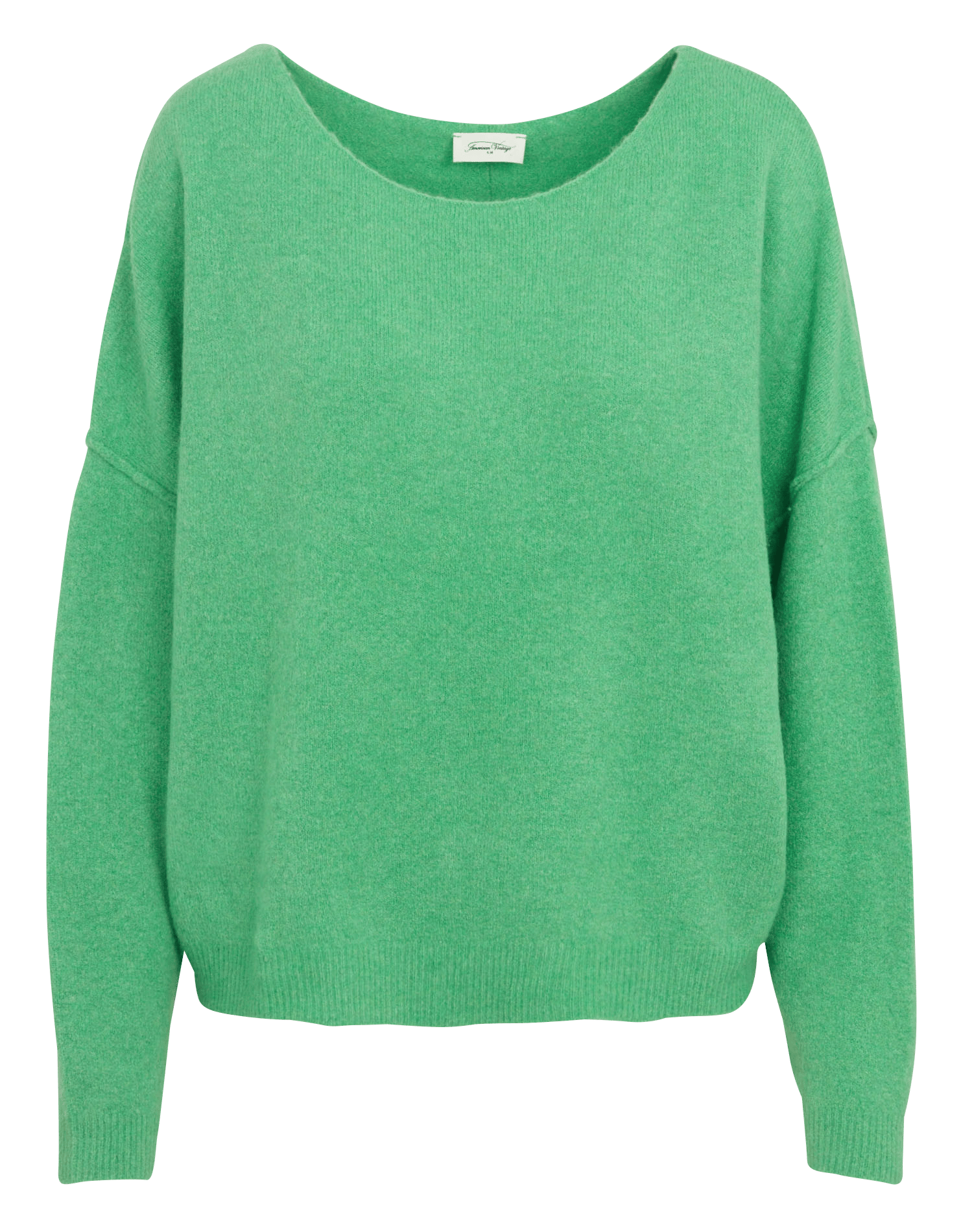 Pull ample à col bateau en maille duveteuse AMERICAN VINTAGE Vert