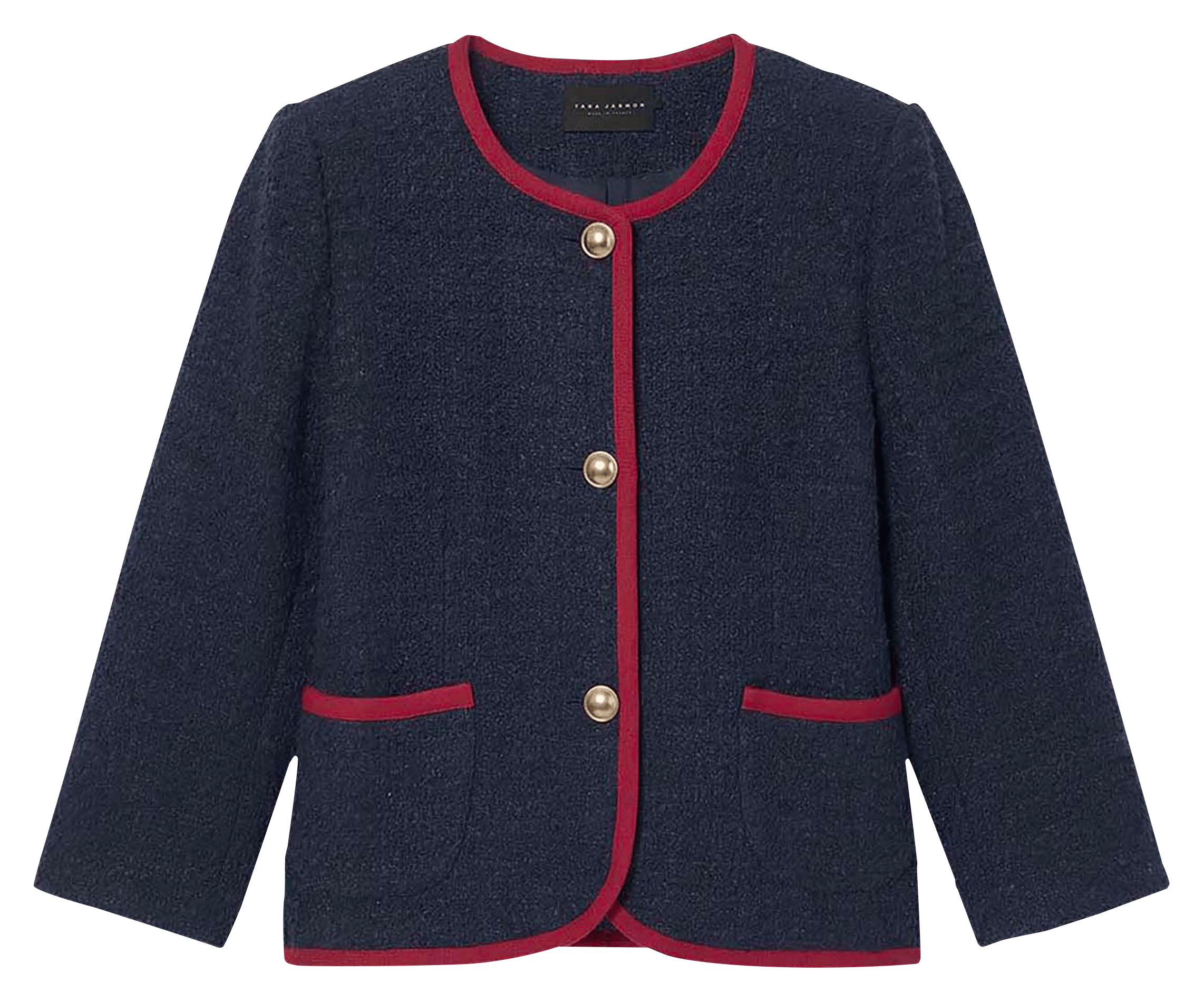Round-neck straight jacket in tweed TARA JARMON Blue
