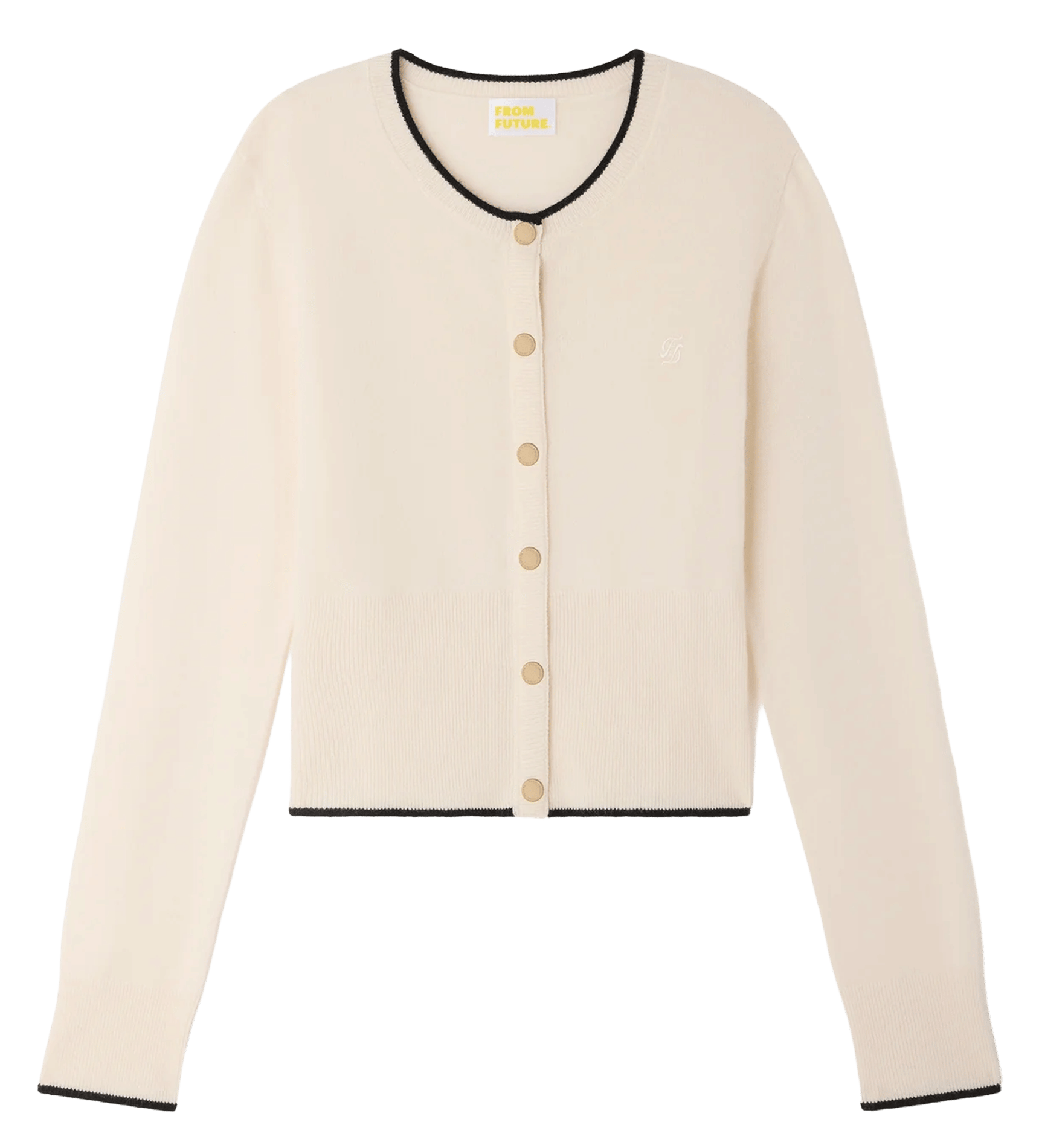 Gilet droit col rond en cachemire FROM FUTURE Beige