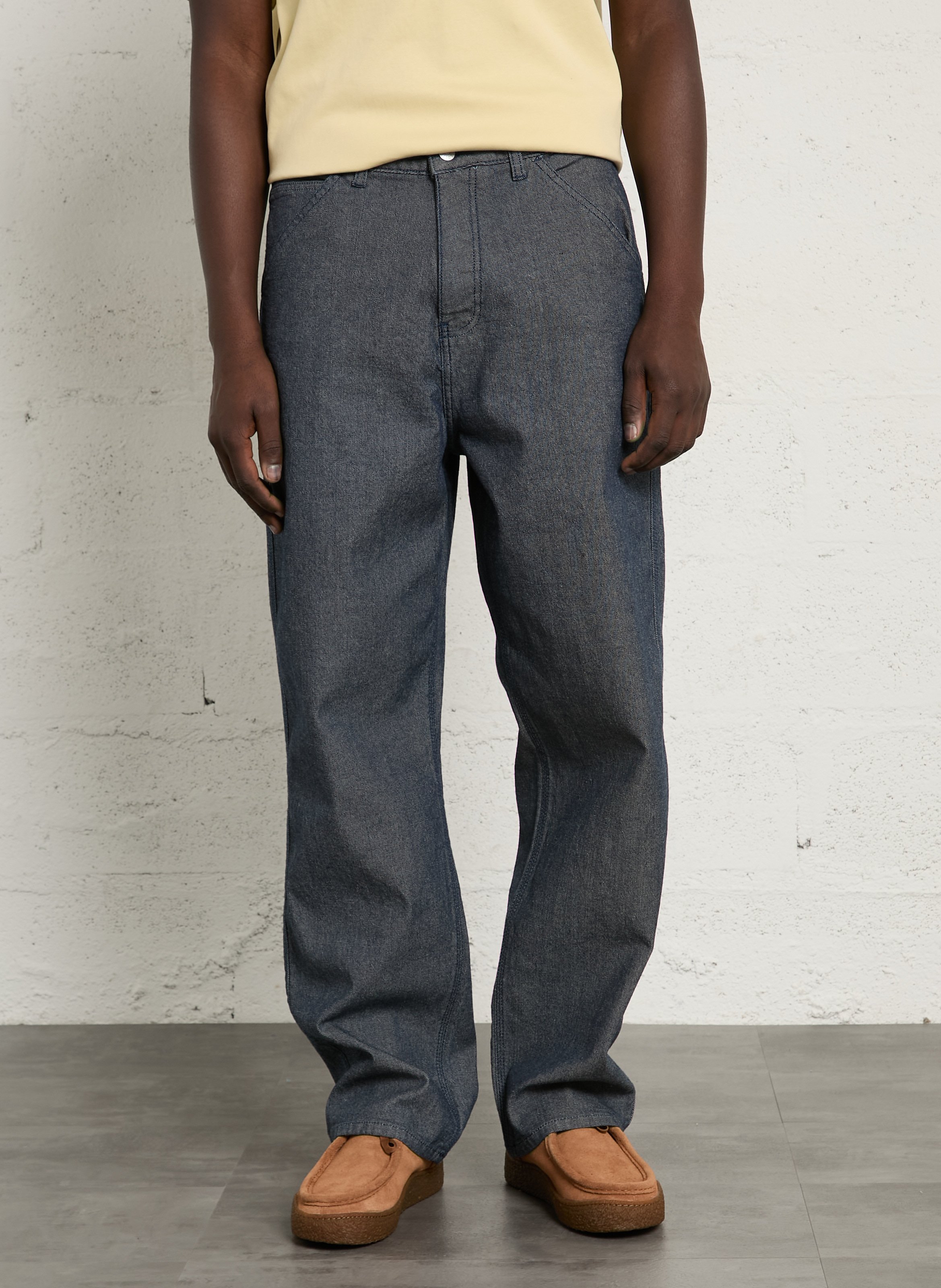 Cotton-blend wide-leg jeans SOLID Blue