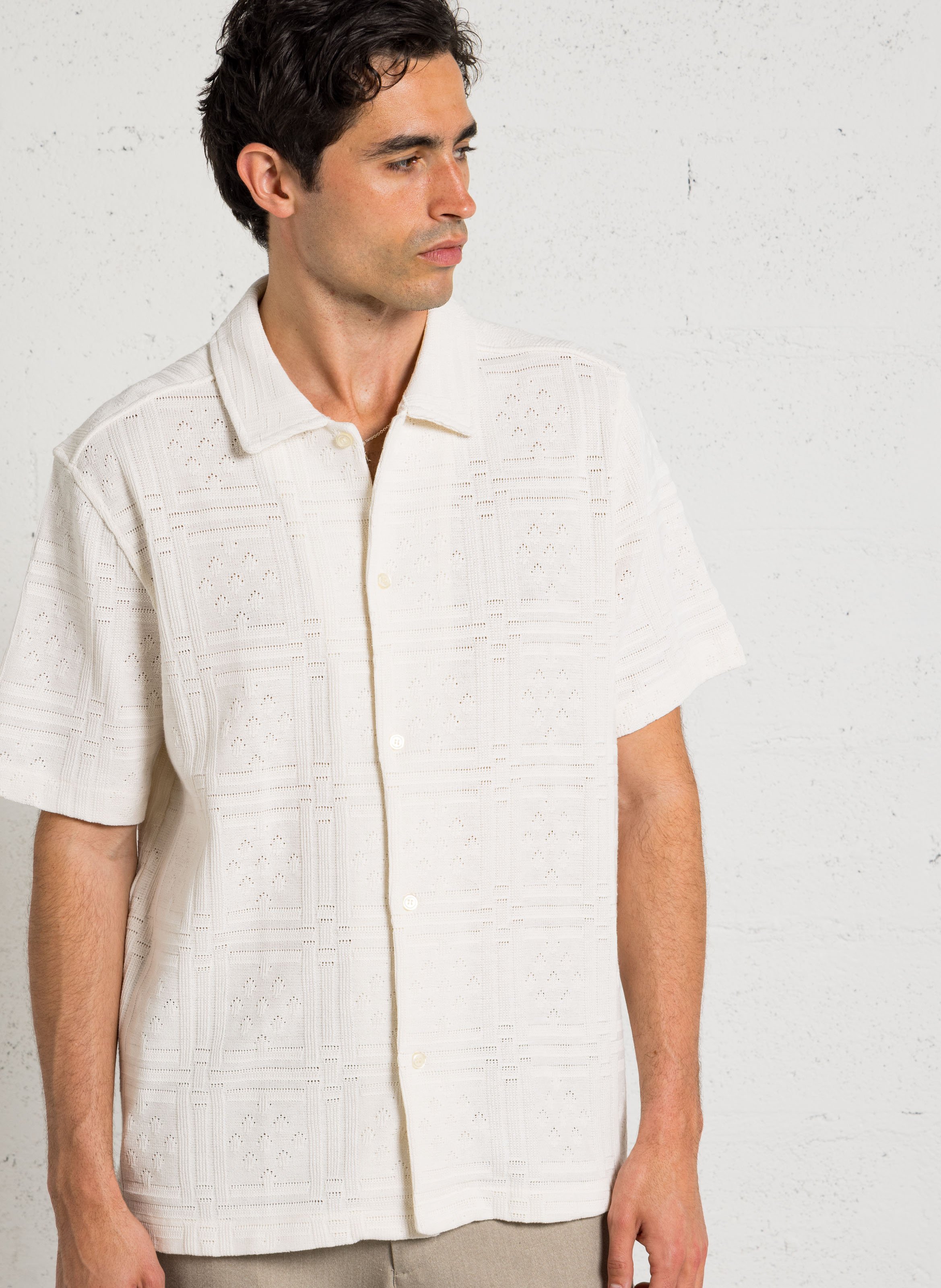 Camicia dritta collo classico in misto cotone LES DEUX Beige