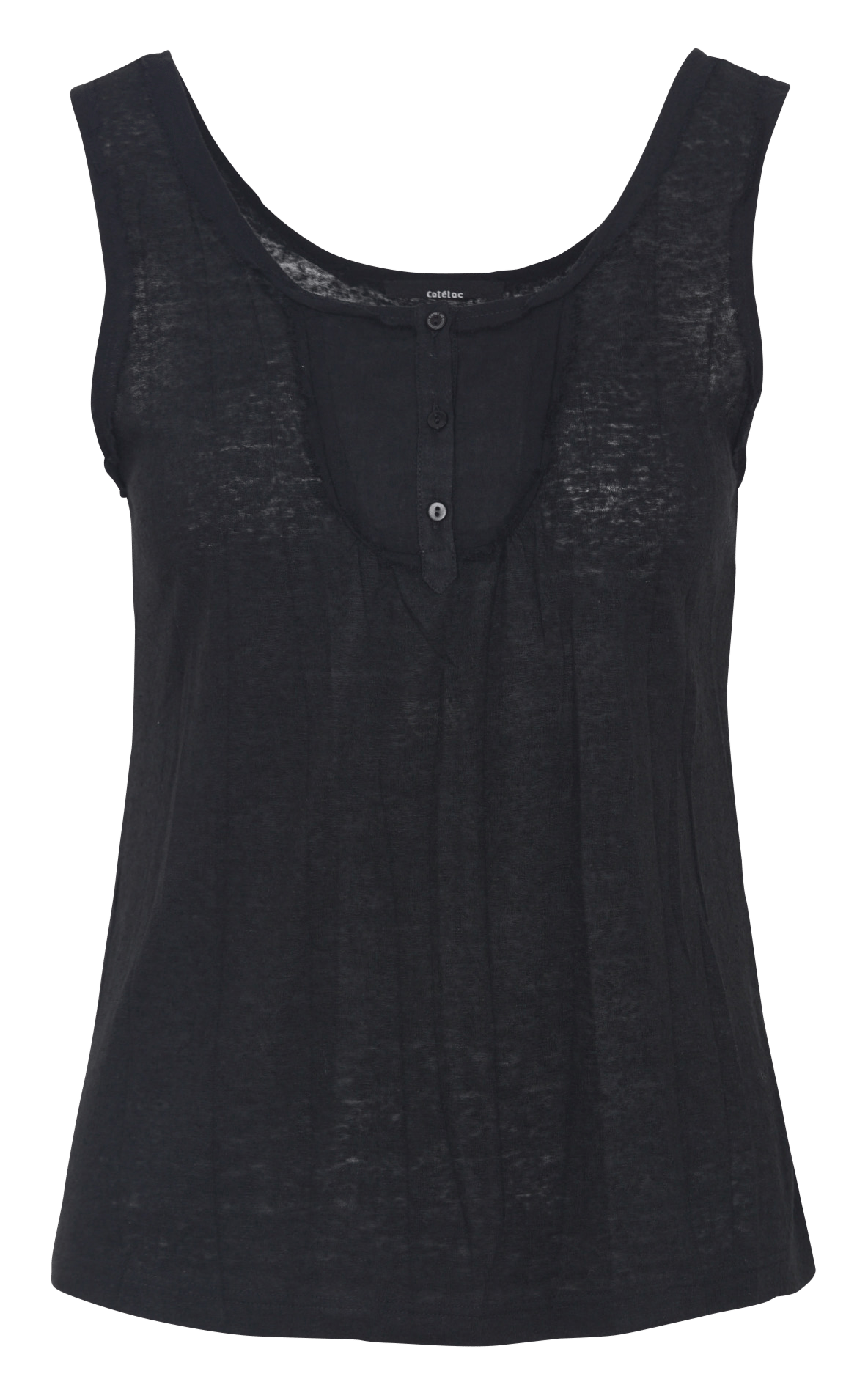 Straight linen-blend tank top COTELAC Black