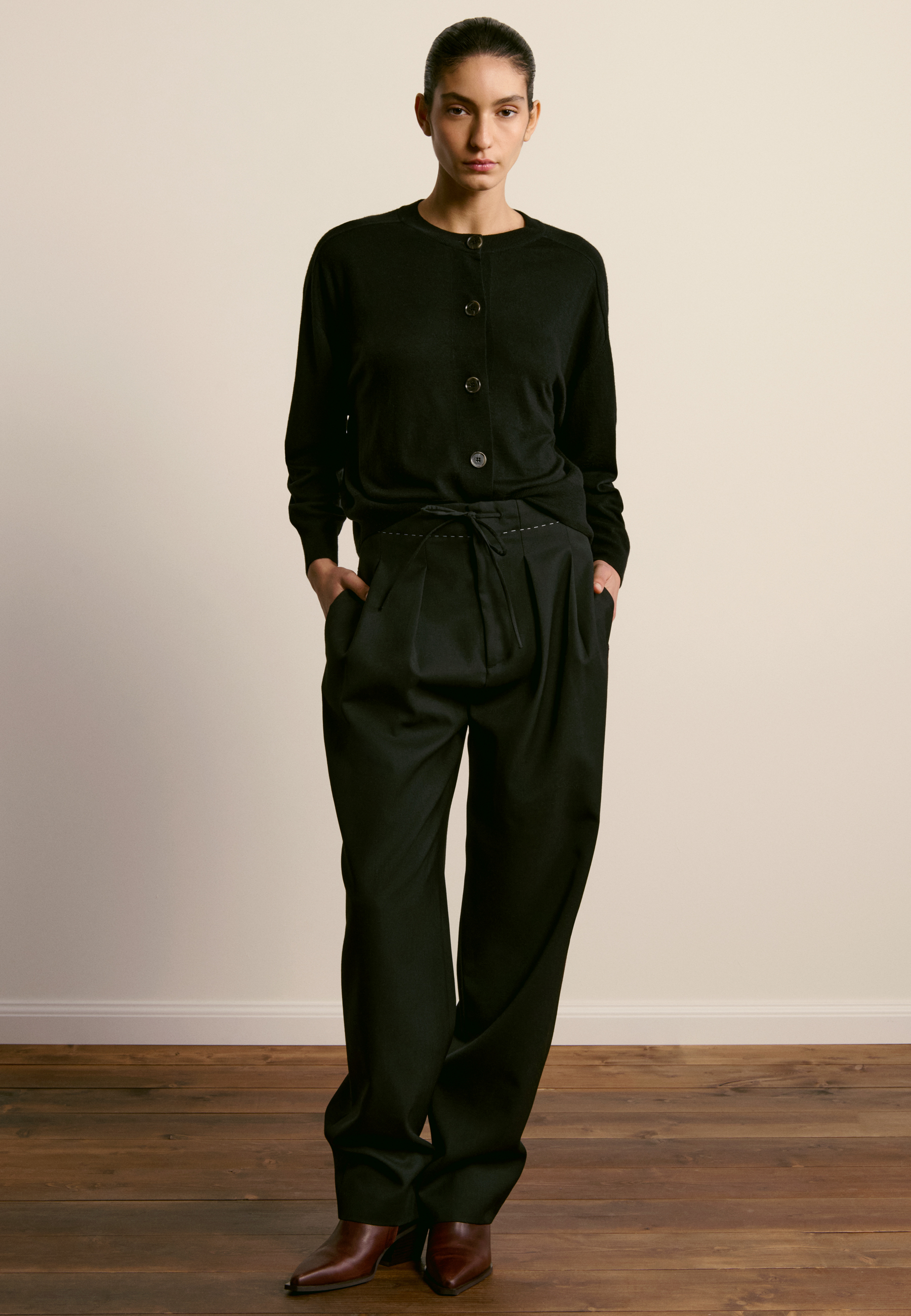 Merino wool cardigan MAISON MONTAGUT Black