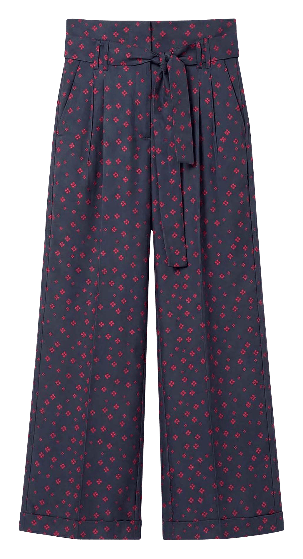 Pantalon taille haute ceinturé à motifs TARA JARMON Bleu
