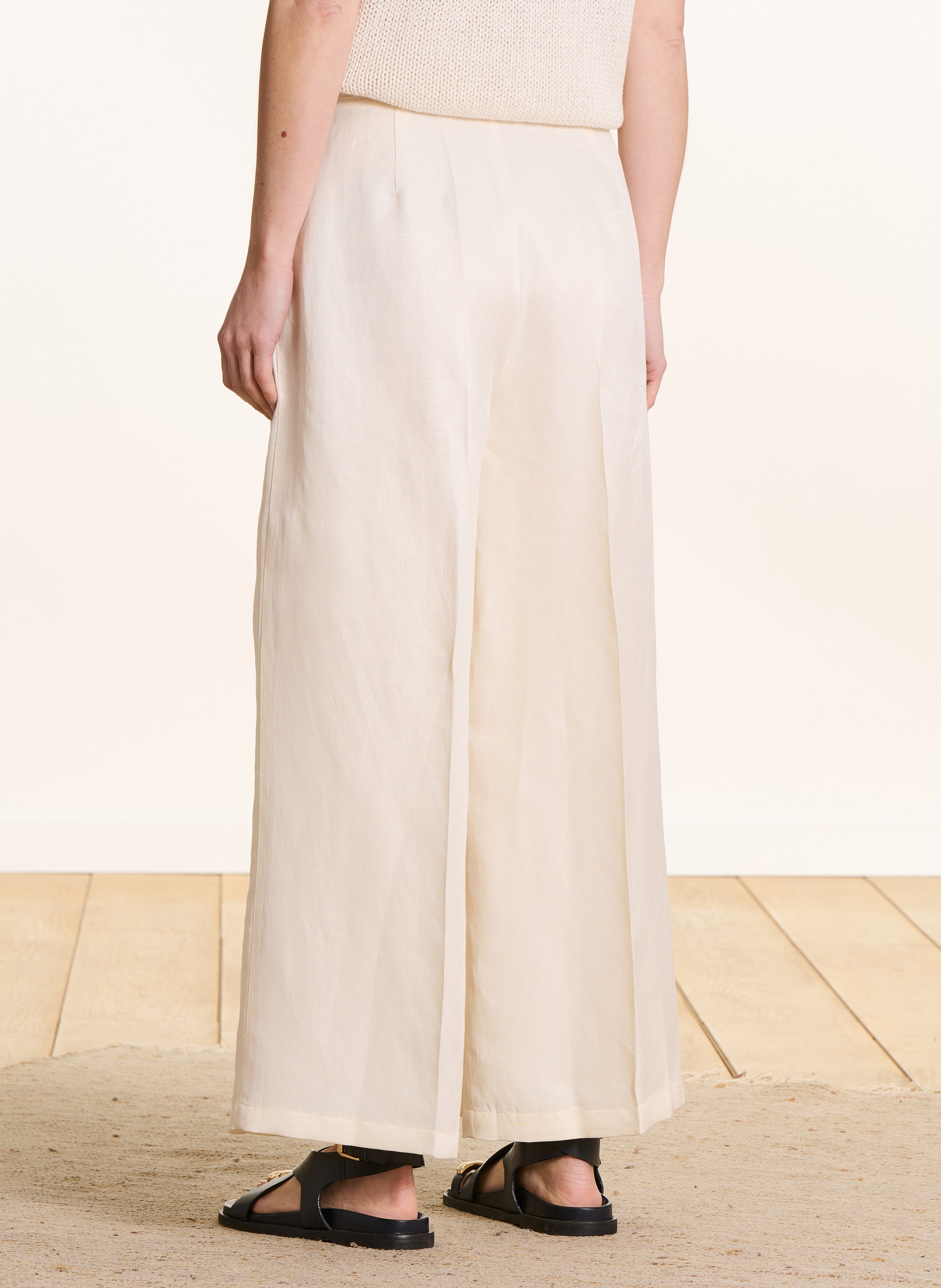 Wijde 7/8e linnenbroek LA FEE MARABOUTEE Beige