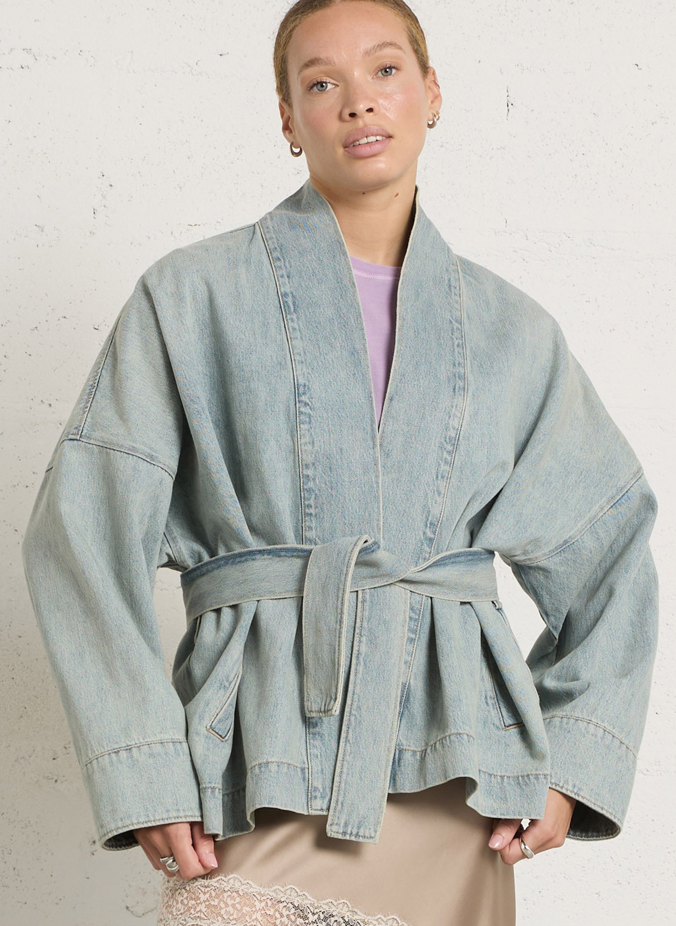 Veste en denim oversize en coton LAB DIP Bleu