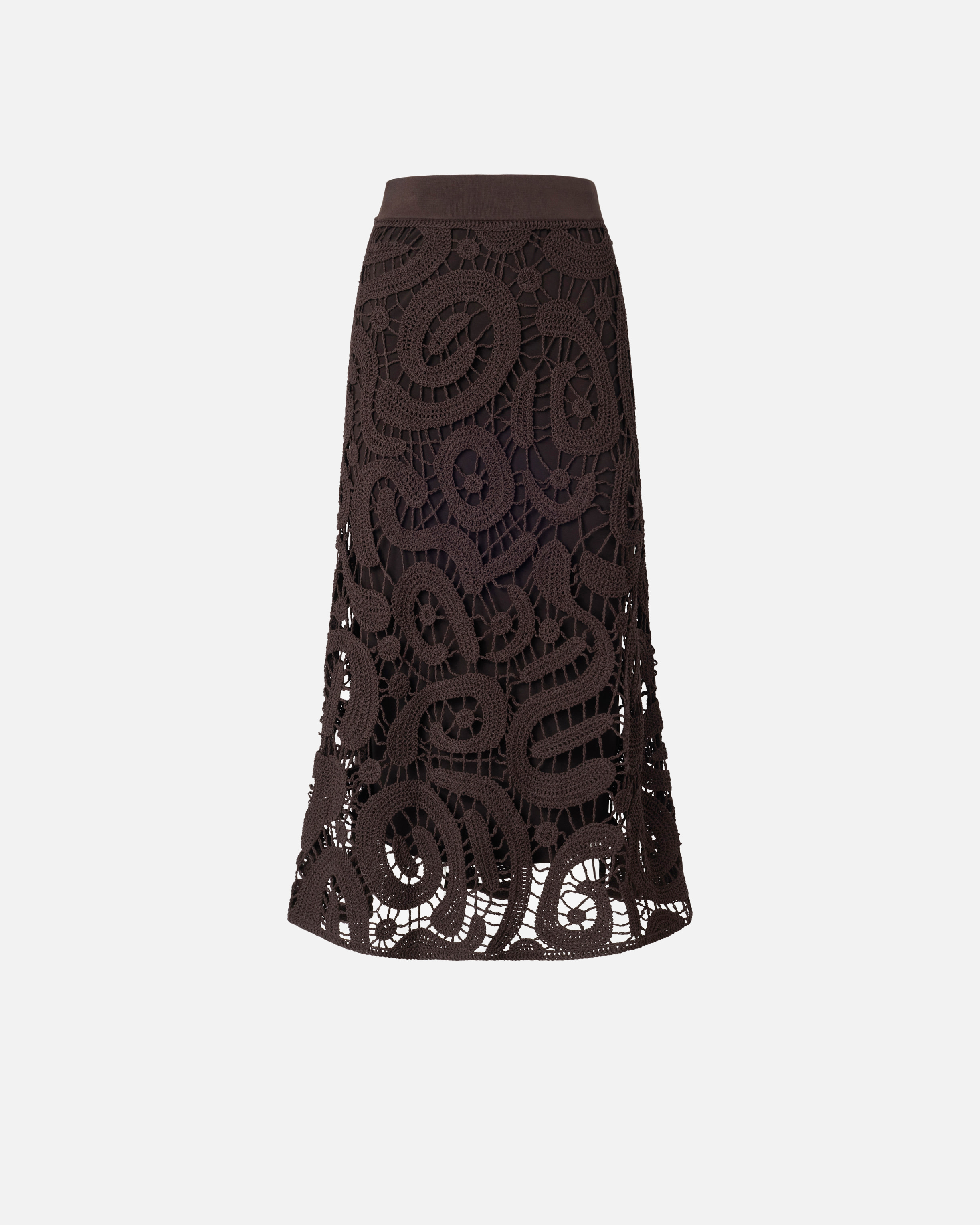 Jupe midi en crochet à motif géométrique PINKO Marron