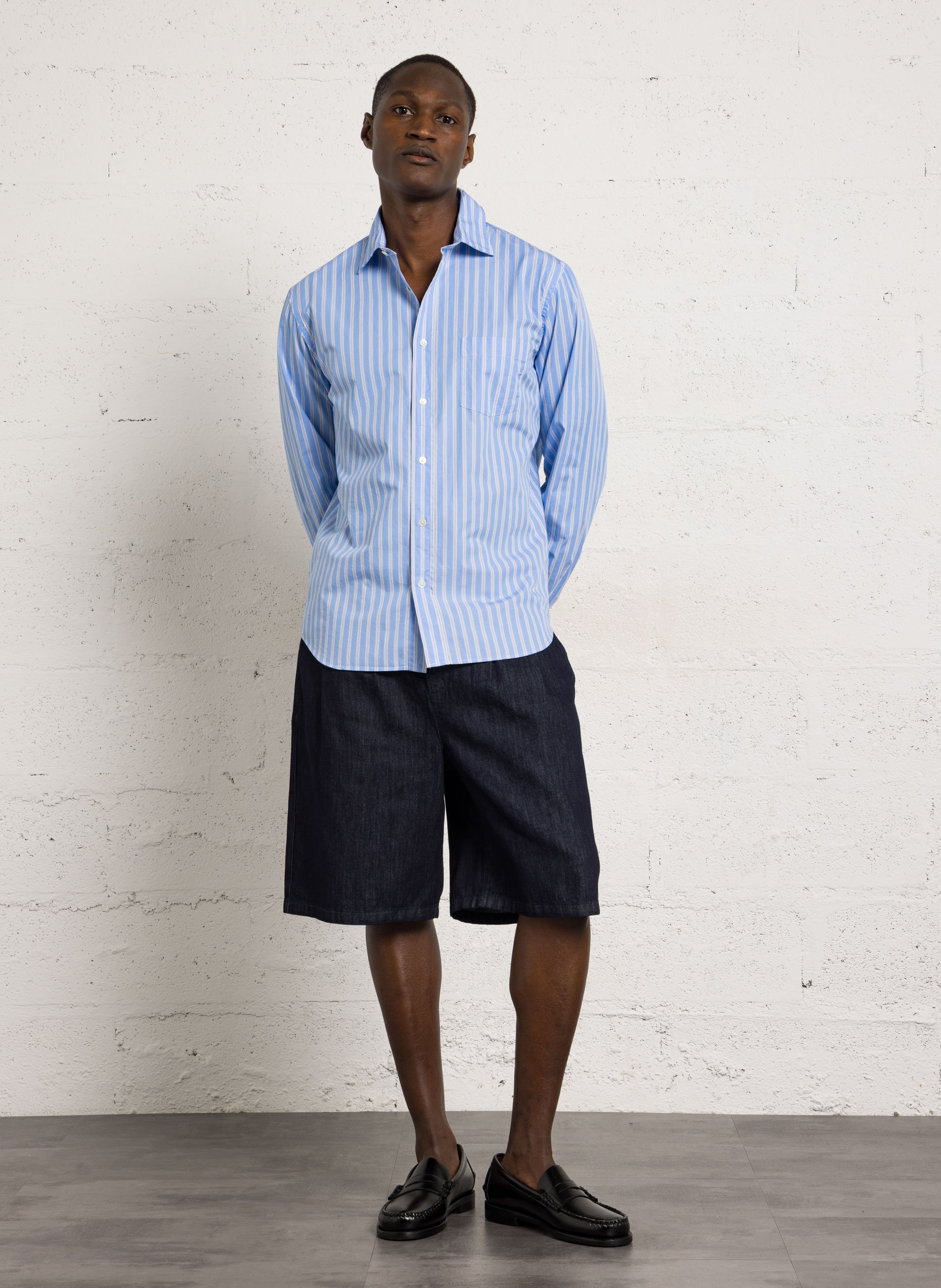 Gestreepte blouse met klassieke kraag HARTFORD Blauw