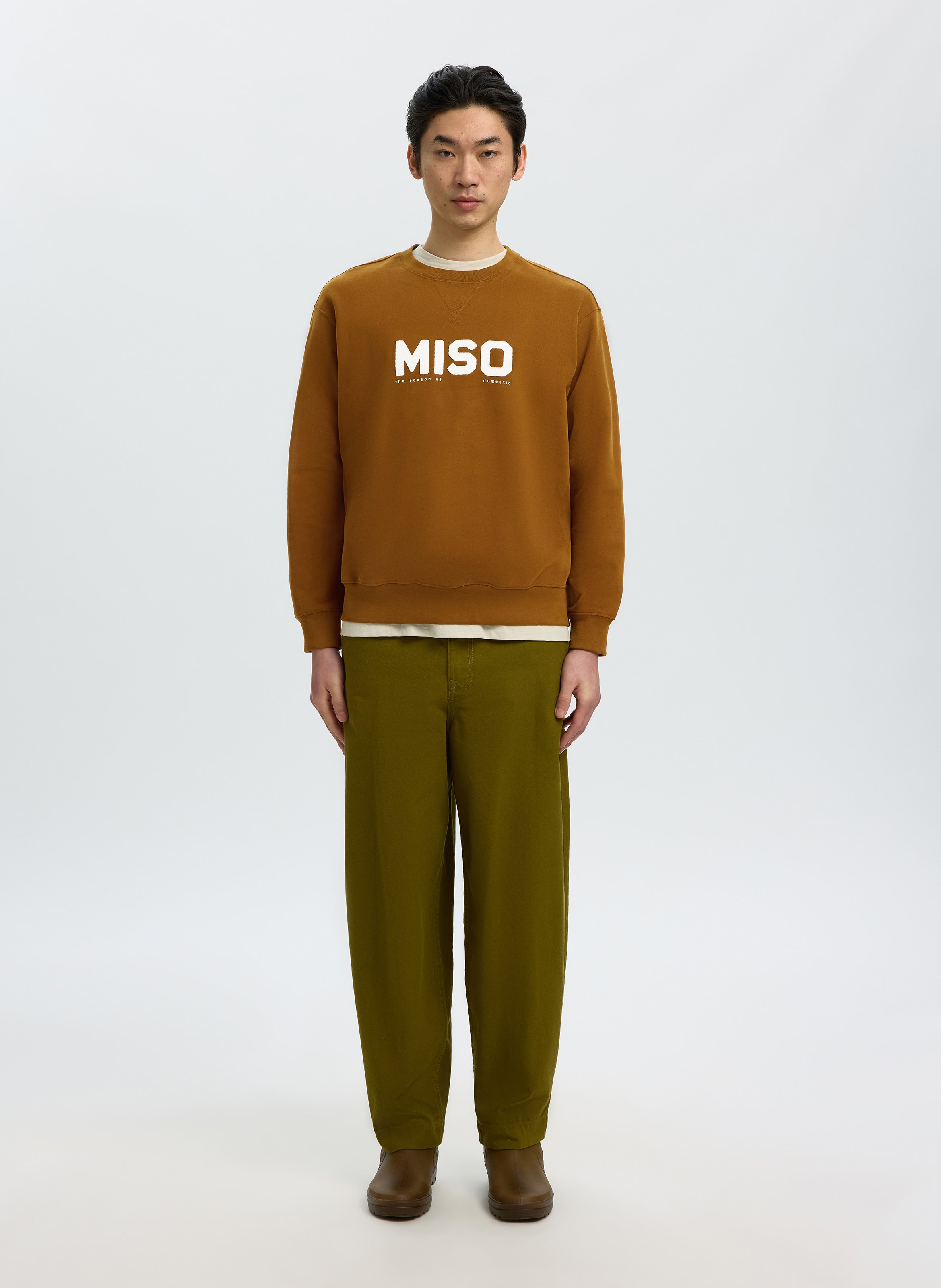 Rechte sweater met ronde hals en borduursel SELECTED Bruin