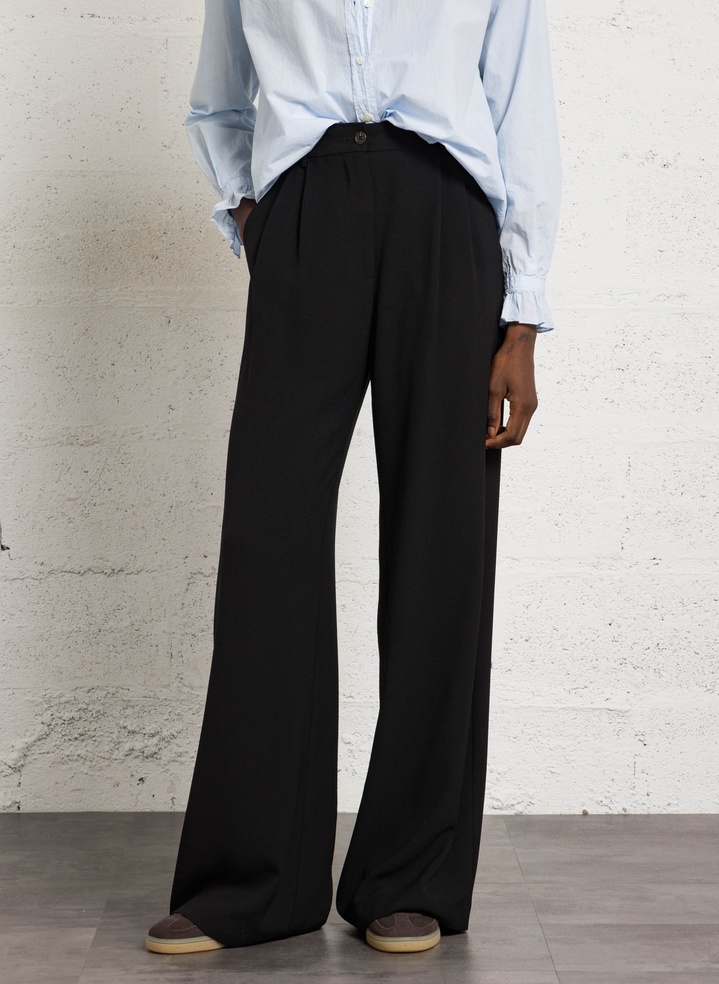 Pantalon large taille haute HARTFORD Noir